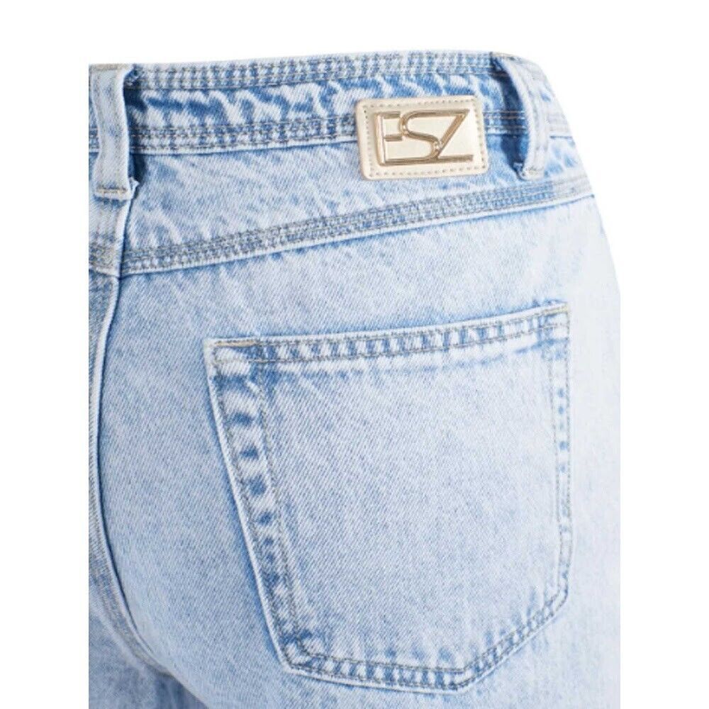 Sì Zee Jeans a vita alta in cotone azzurro chiaro da donna