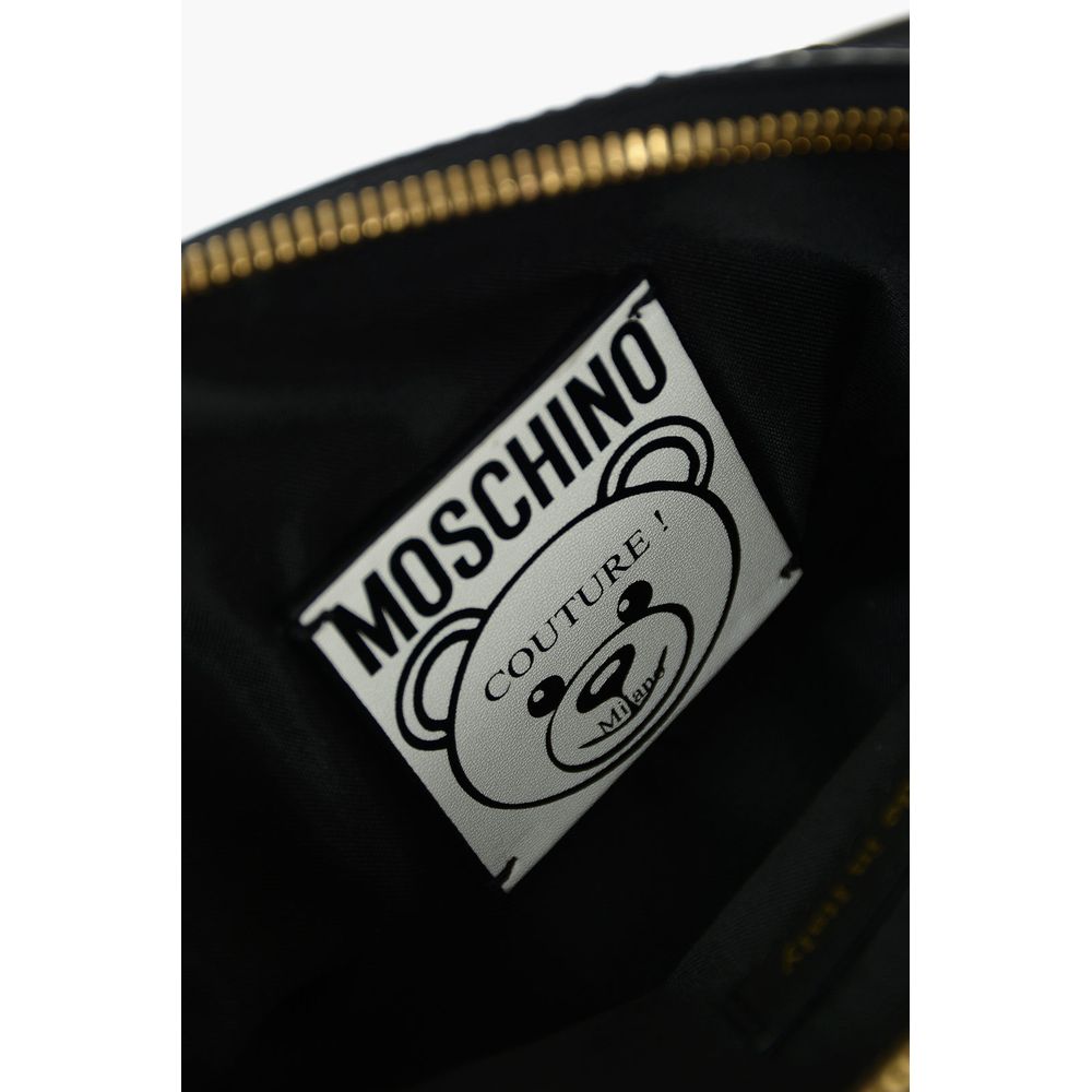 Moschino Couture Шикарный клатч с принтом плюшевого мишки и ремешком из телячьей кожи