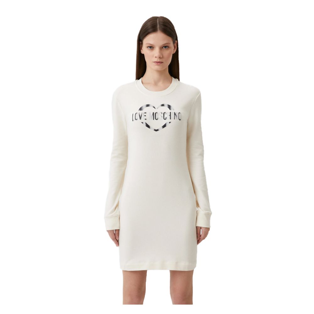 Шикарное белое платье из смесового хлопка с логотипом Love Moschino