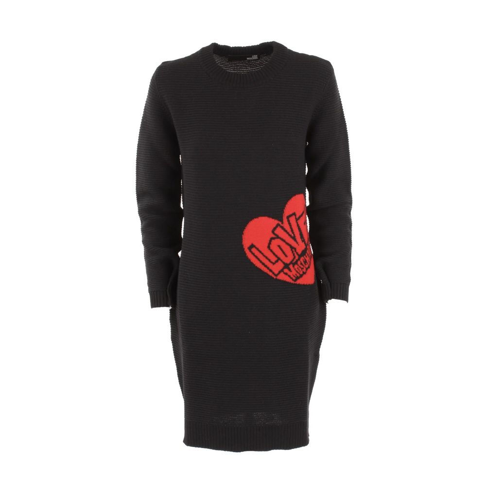 Abito Love Moschino Chic in maglia di misto lana con motivo a cuori