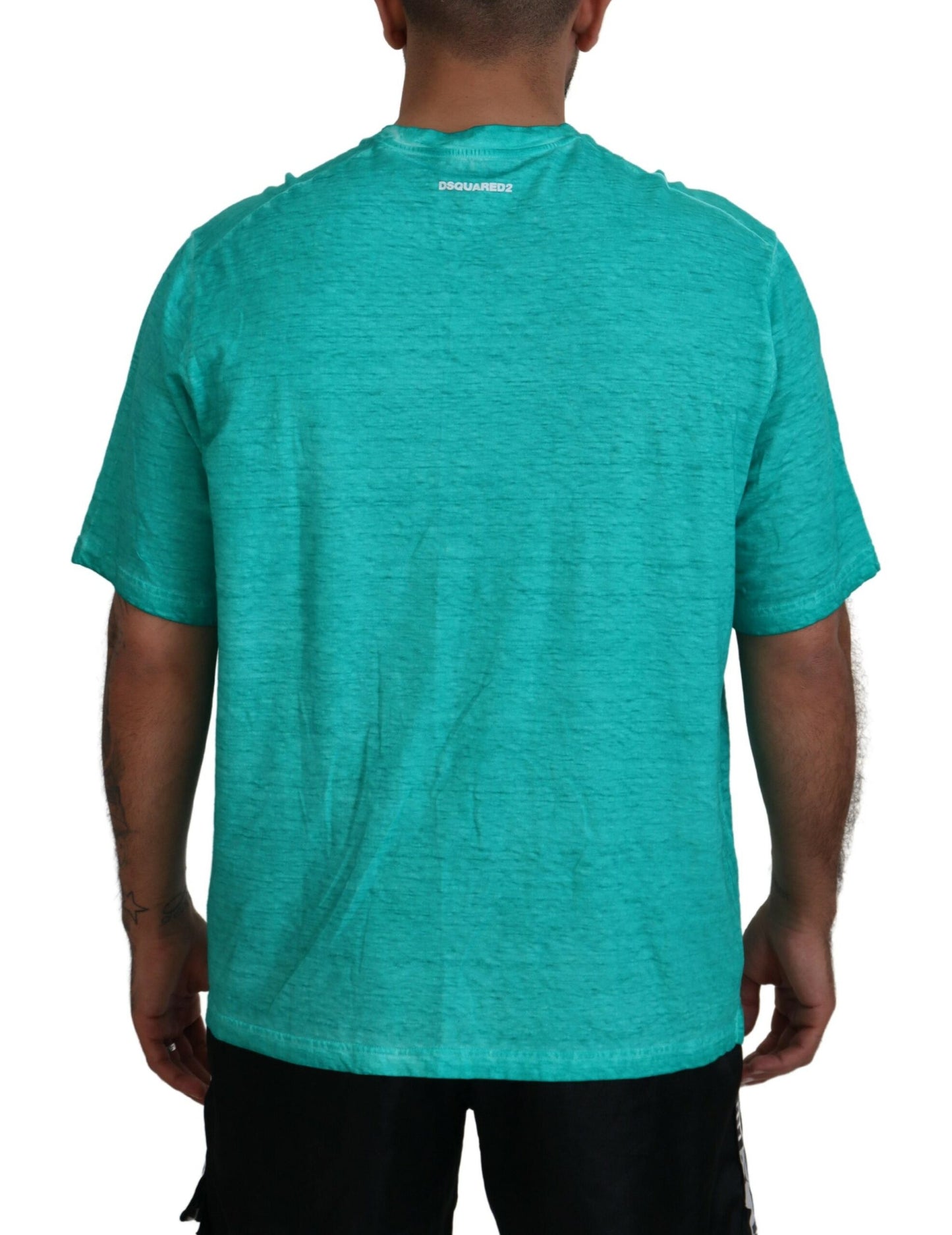 T-shirt a maniche corte in cotone e lino verde chiaro Dsquared²