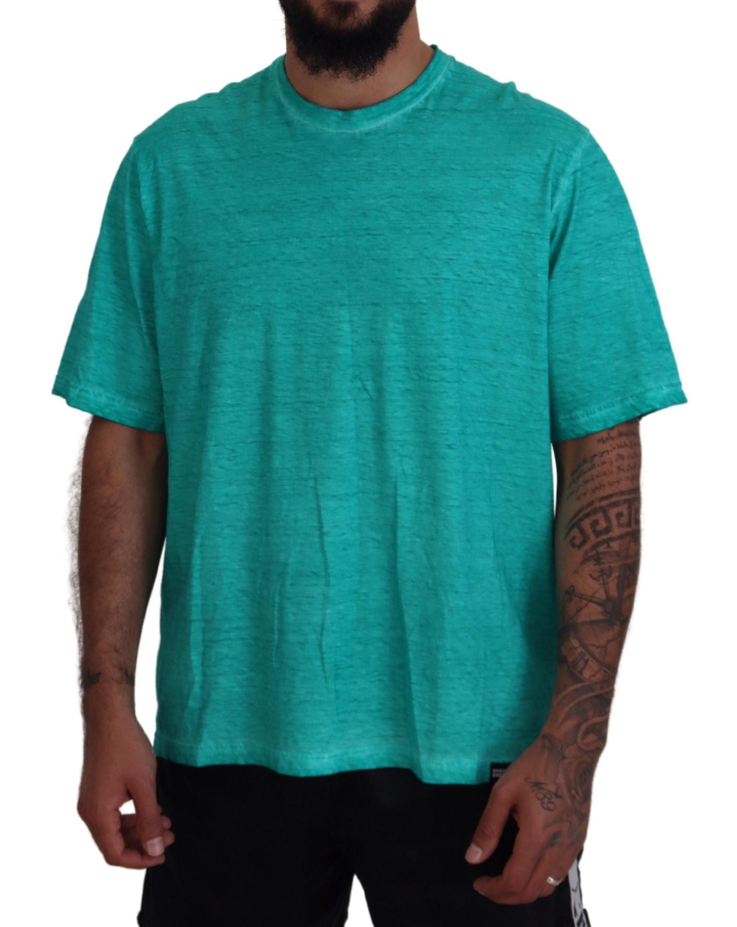 T-shirt a maniche corte in cotone e lino verde chiaro Dsquared²