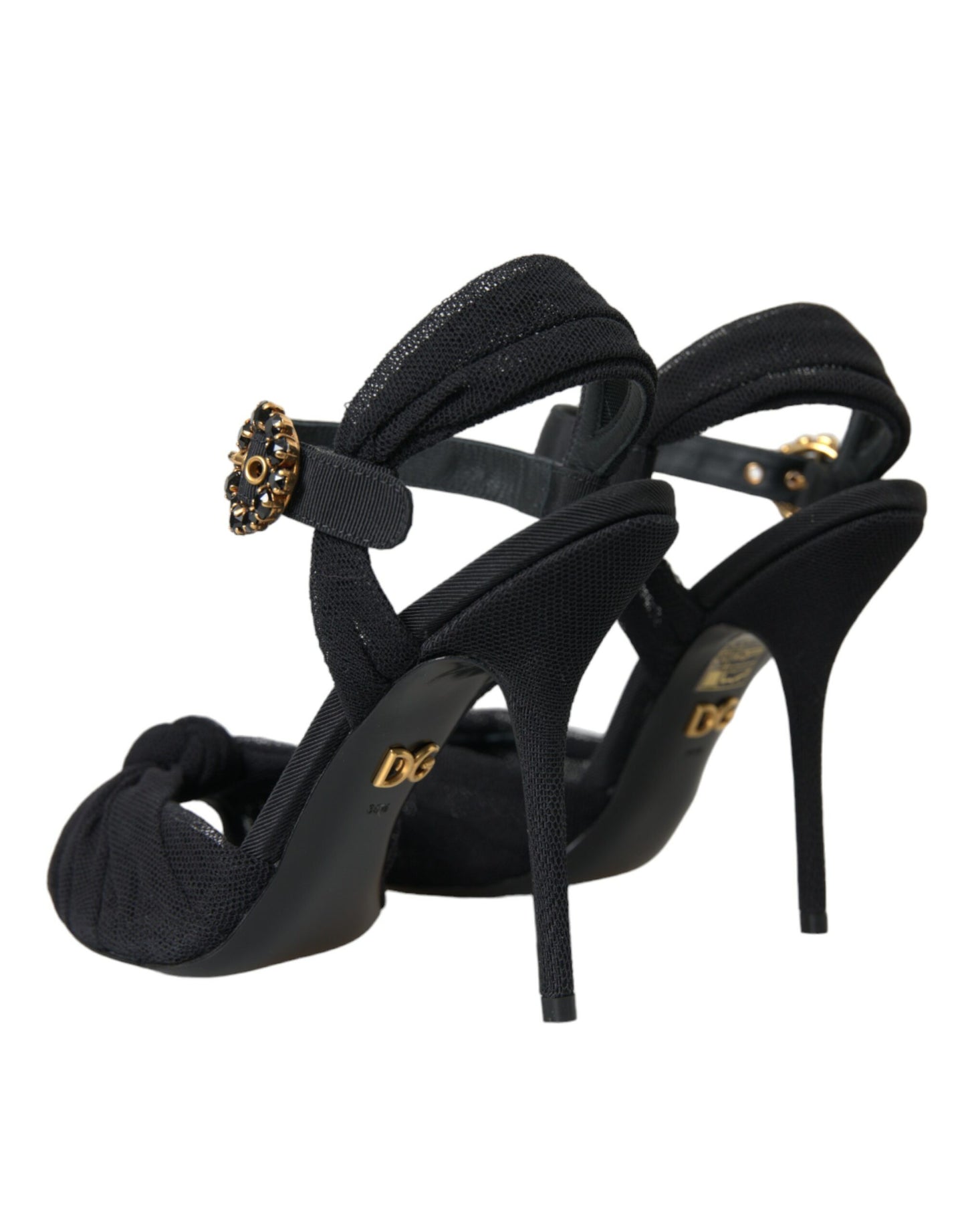 Sandali con tacco Dolce & Gabbana in pelle scamosciata nera con decorazioni