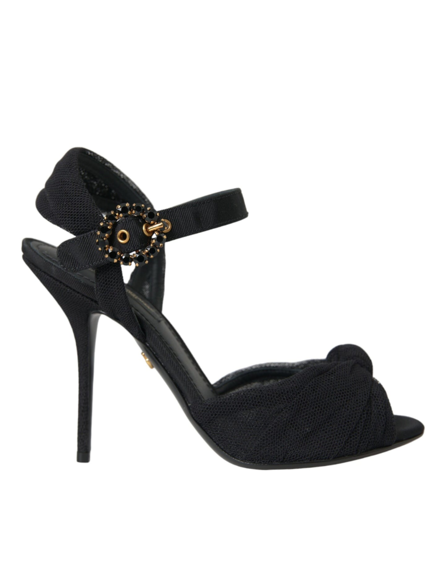 Sandali con tacco Dolce & Gabbana in pelle scamosciata nera con decorazioni