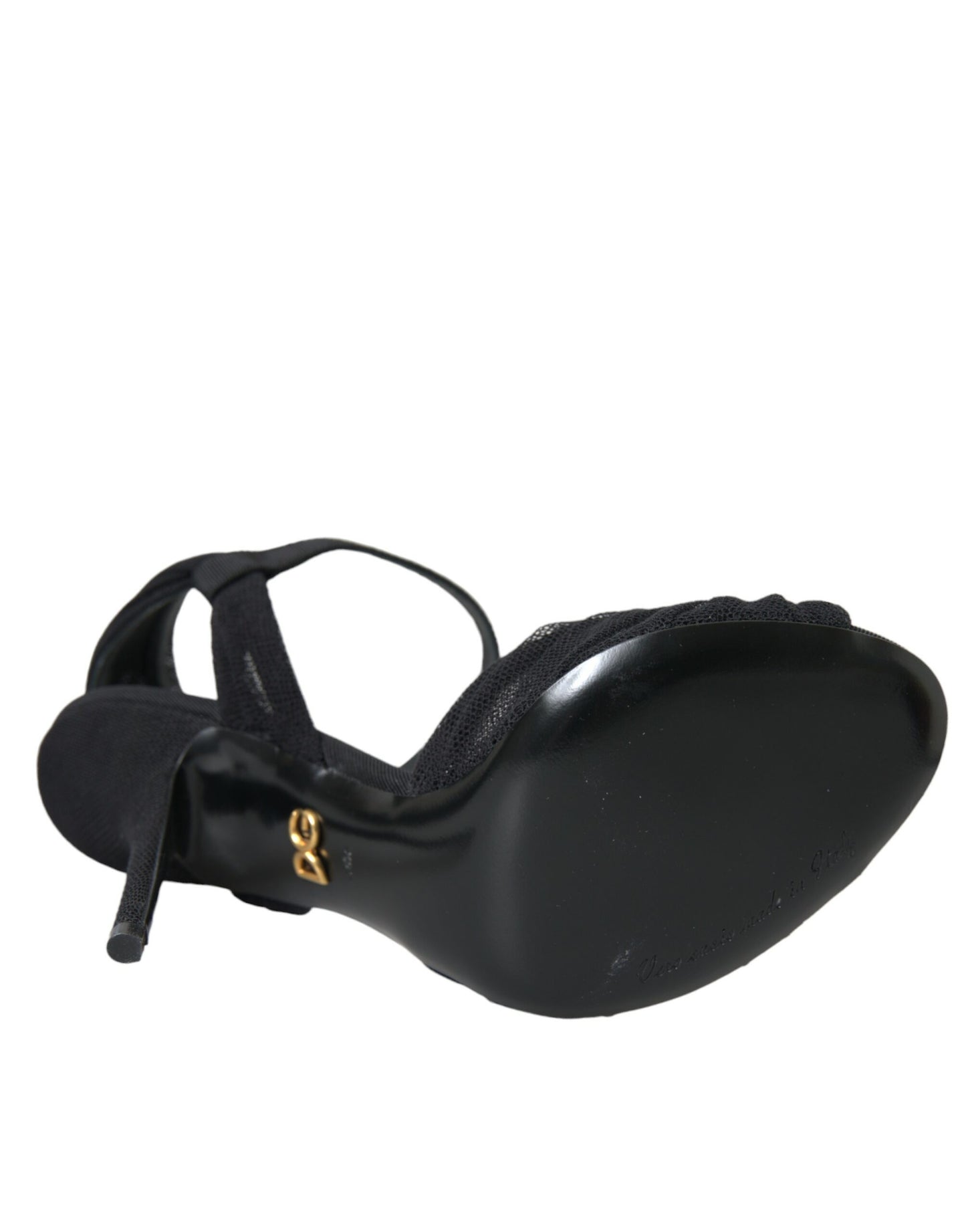 Sandali con tacco Dolce & Gabbana in pelle scamosciata nera con decorazioni