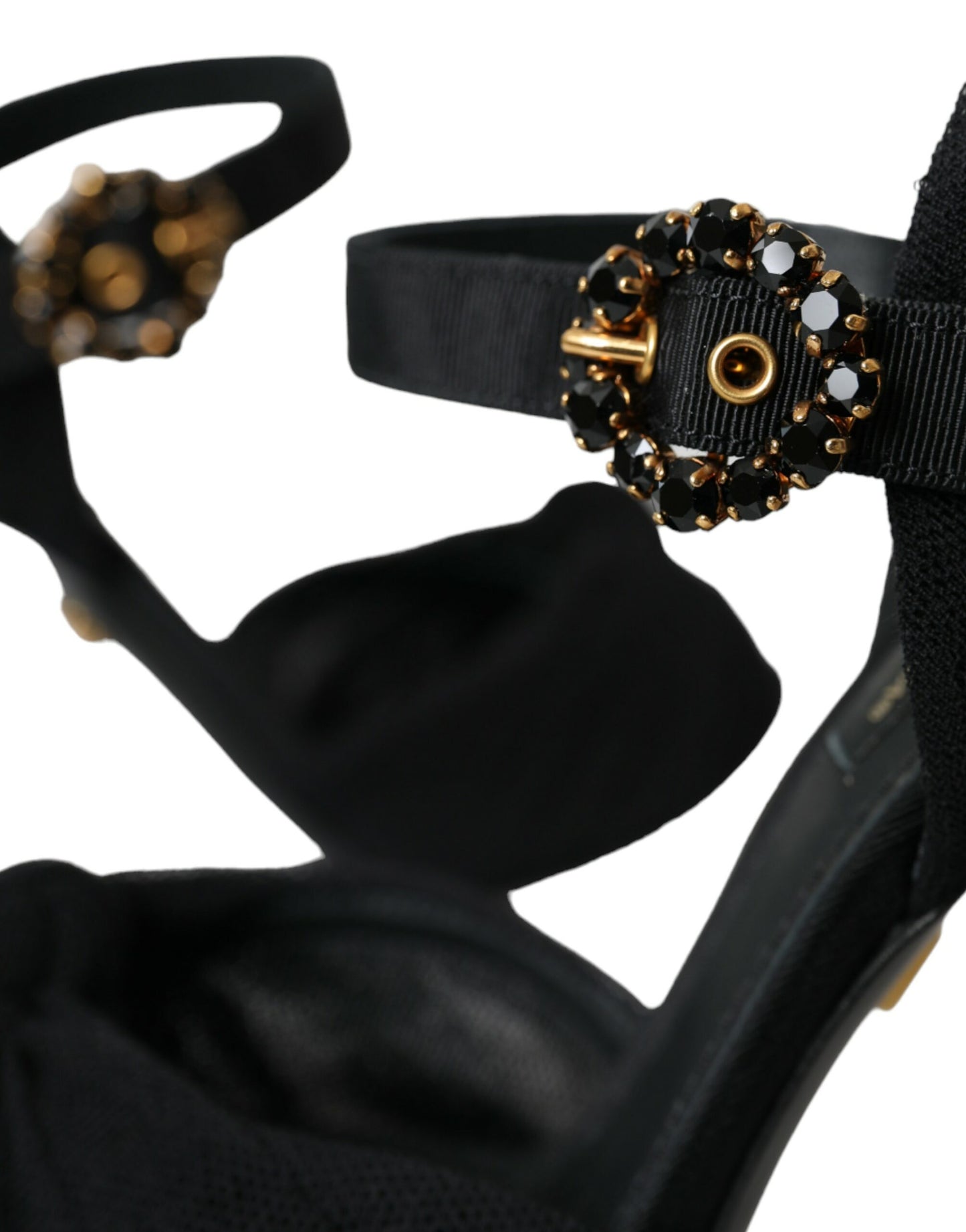 Sandali con tacco Dolce & Gabbana in pelle scamosciata nera con decorazioni