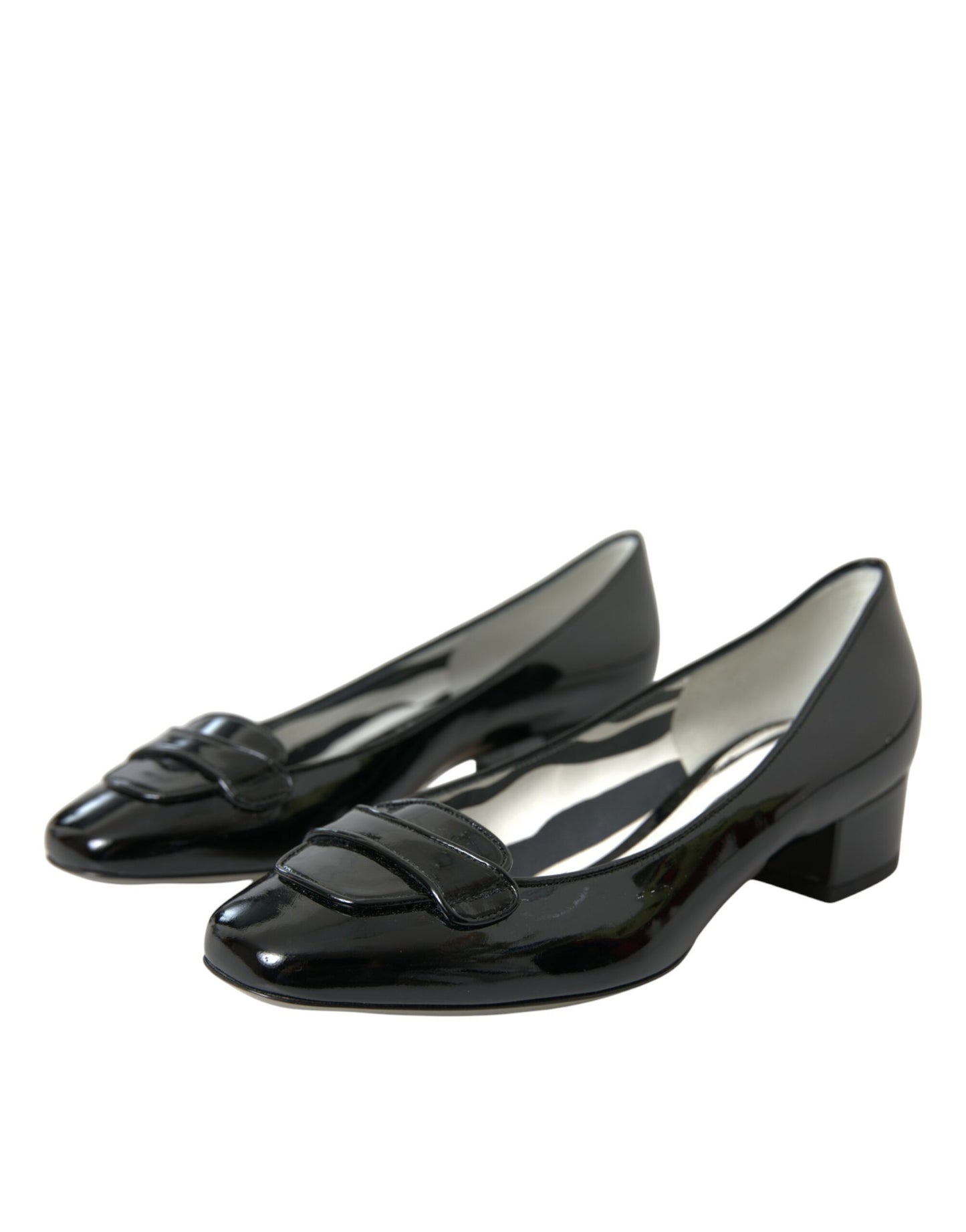 Scarpe con tacco a blocco in vernice nera Dolce & Gabbana