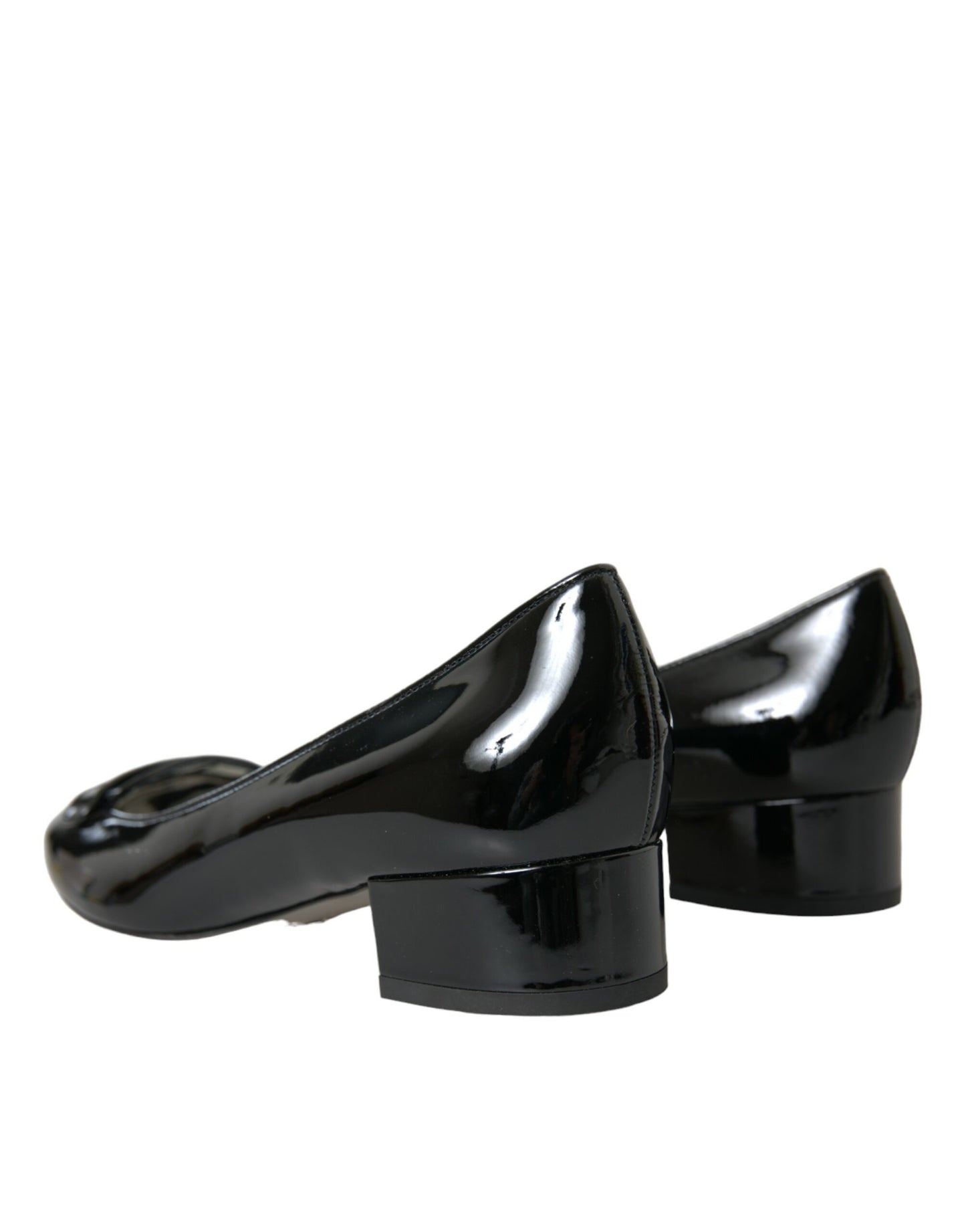 Scarpe con tacco a blocco in vernice nera Dolce & Gabbana