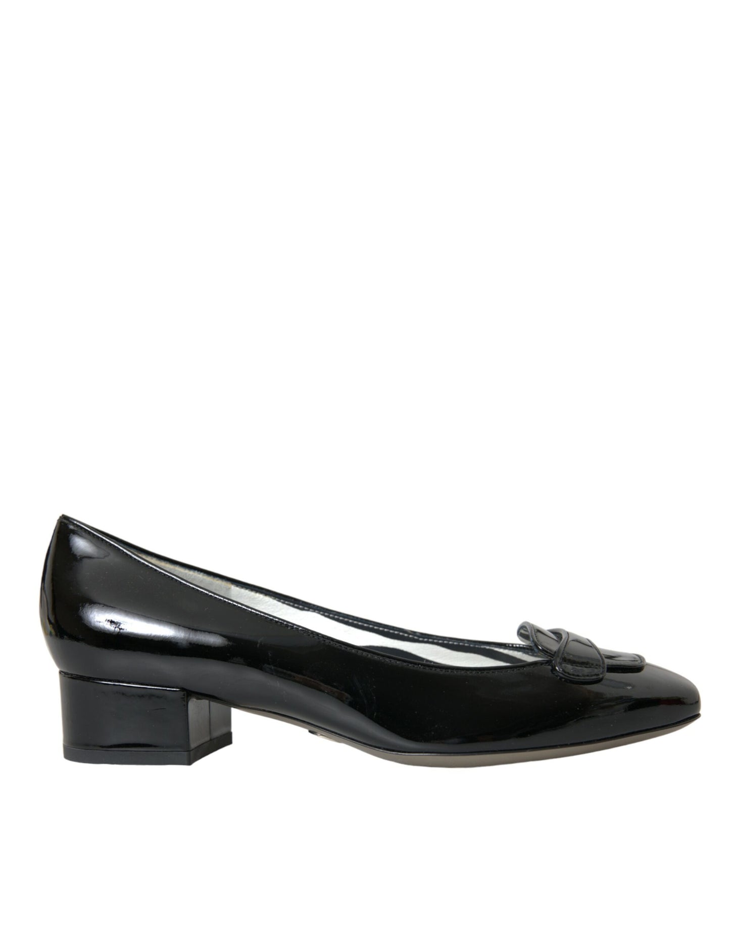 Scarpe con tacco a blocco in vernice nera Dolce & Gabbana