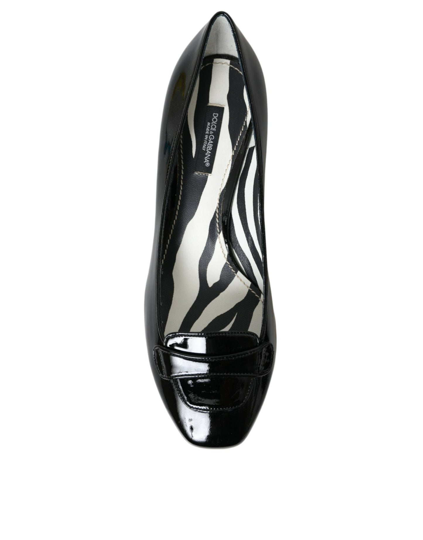 Scarpe con tacco a blocco in vernice nera Dolce & Gabbana
