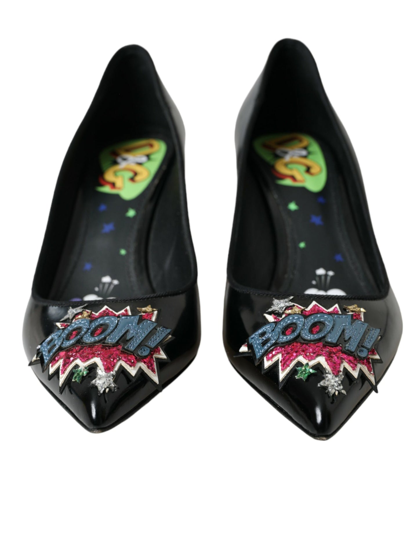 Scarpe con tacco a spillo Dolce & Gabbana in pelle nera BOOM Patch