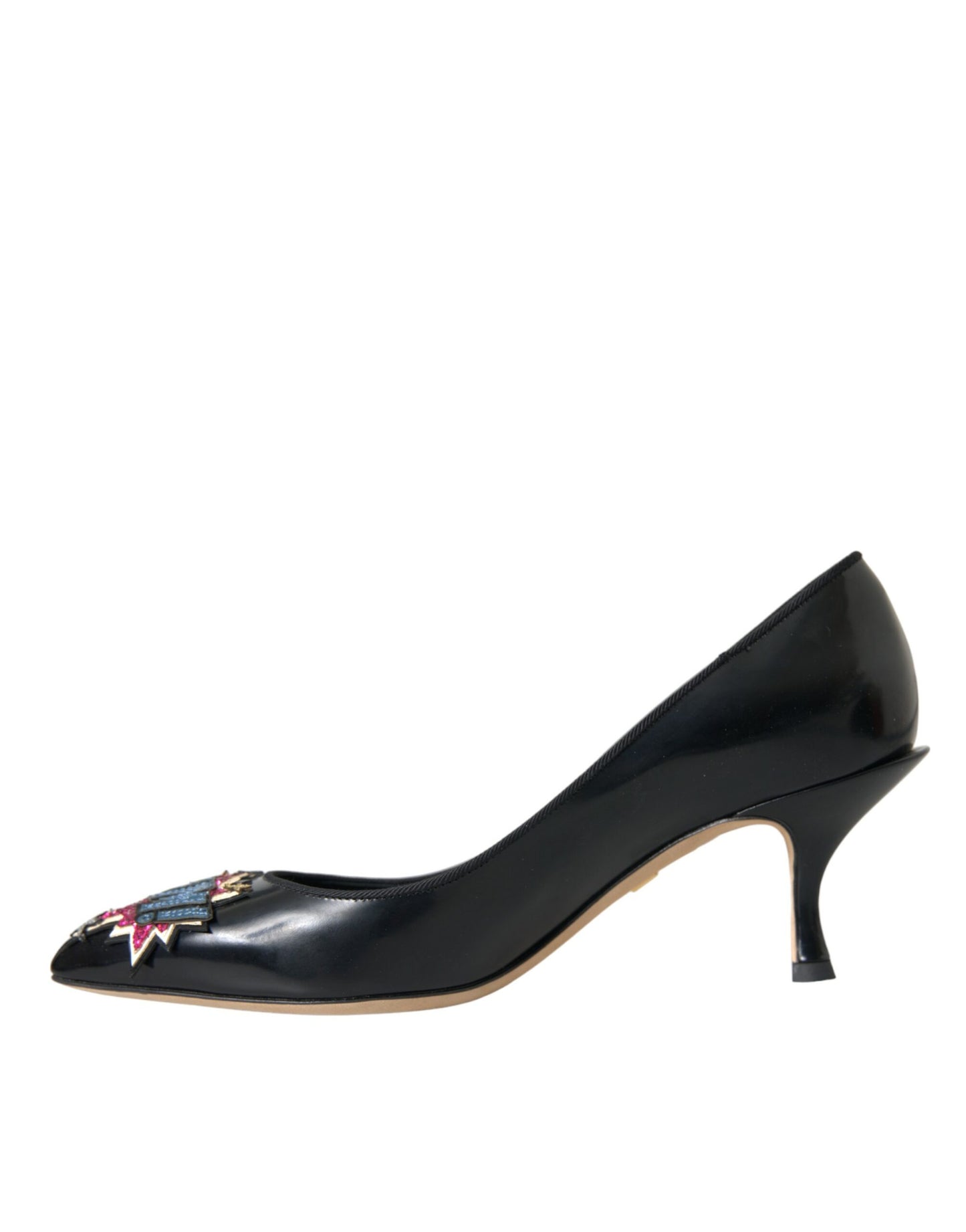Scarpe con tacco a spillo Dolce & Gabbana in pelle nera BOOM Patch