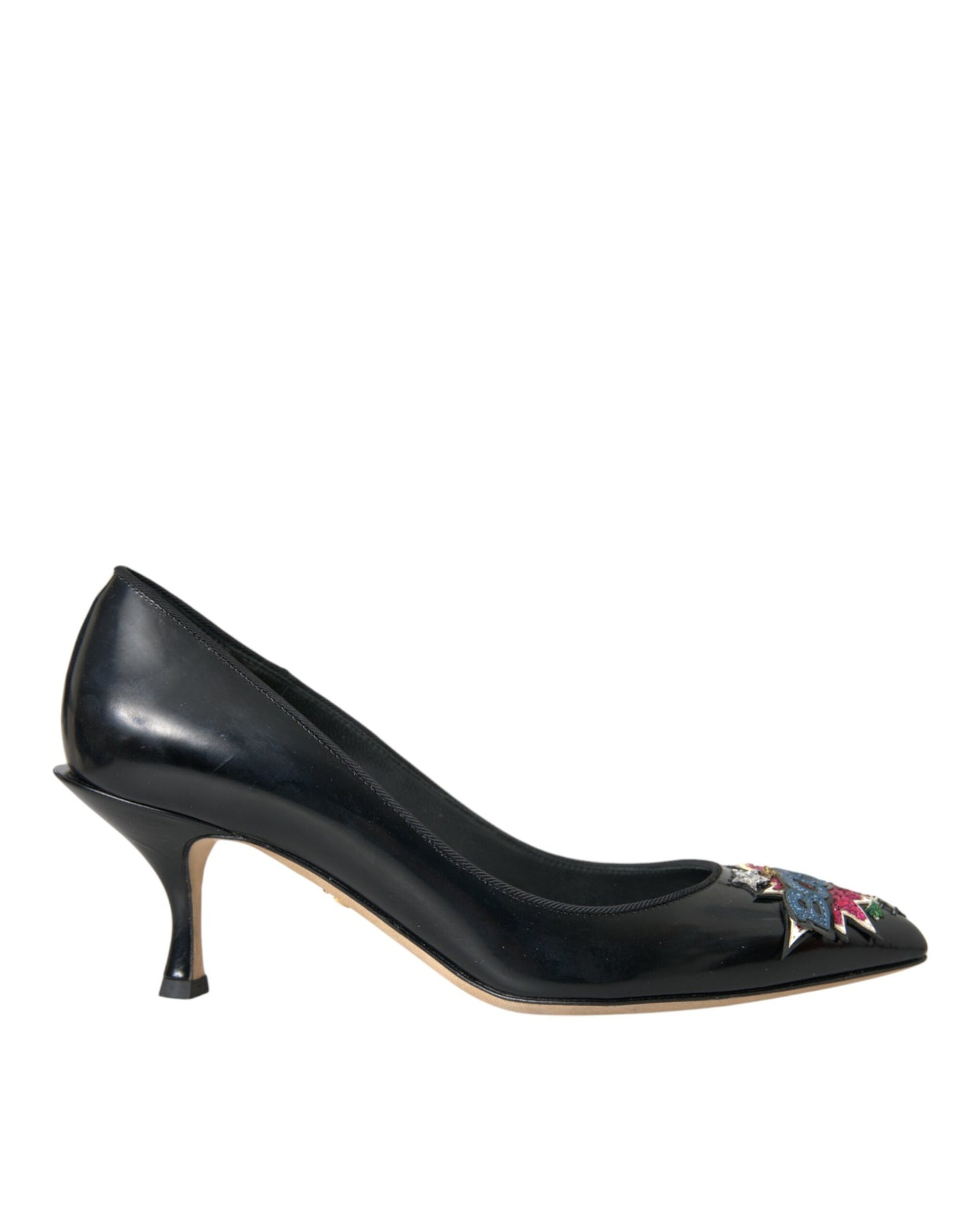Scarpe con tacco a spillo Dolce & Gabbana in pelle nera BOOM Patch