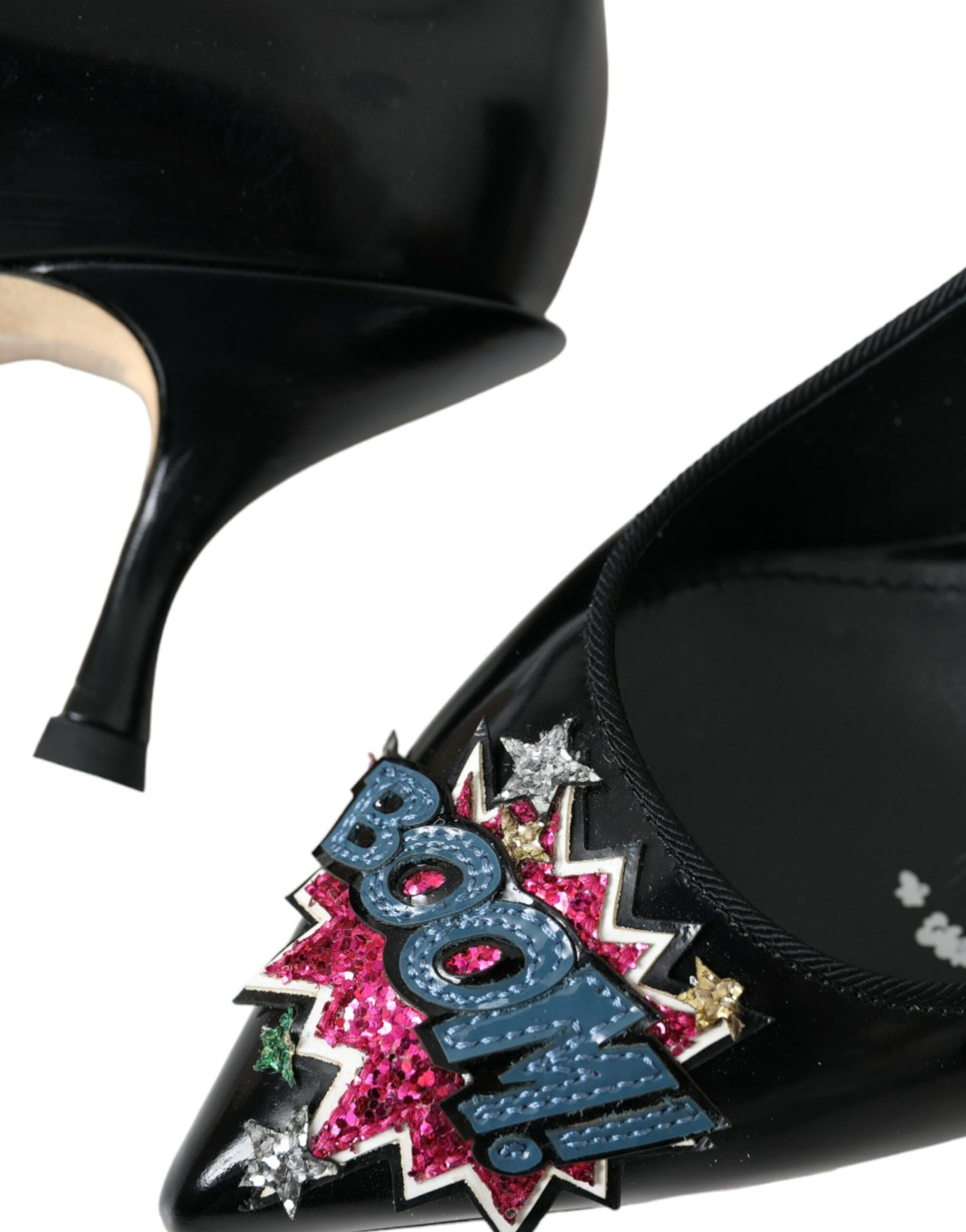 Scarpe con tacco a spillo Dolce & Gabbana in pelle nera BOOM Patch