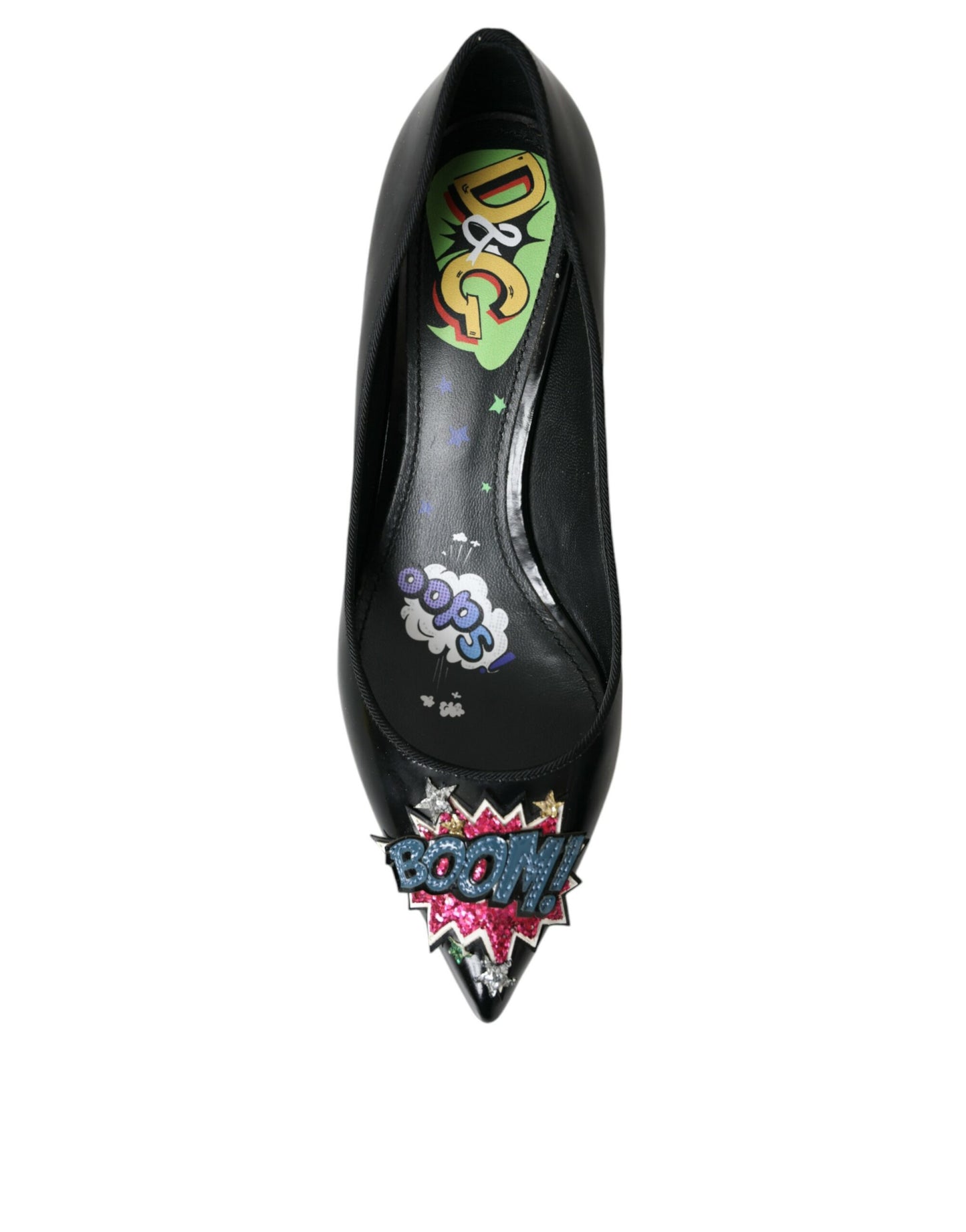 Scarpe con tacco a spillo Dolce & Gabbana in pelle nera BOOM Patch