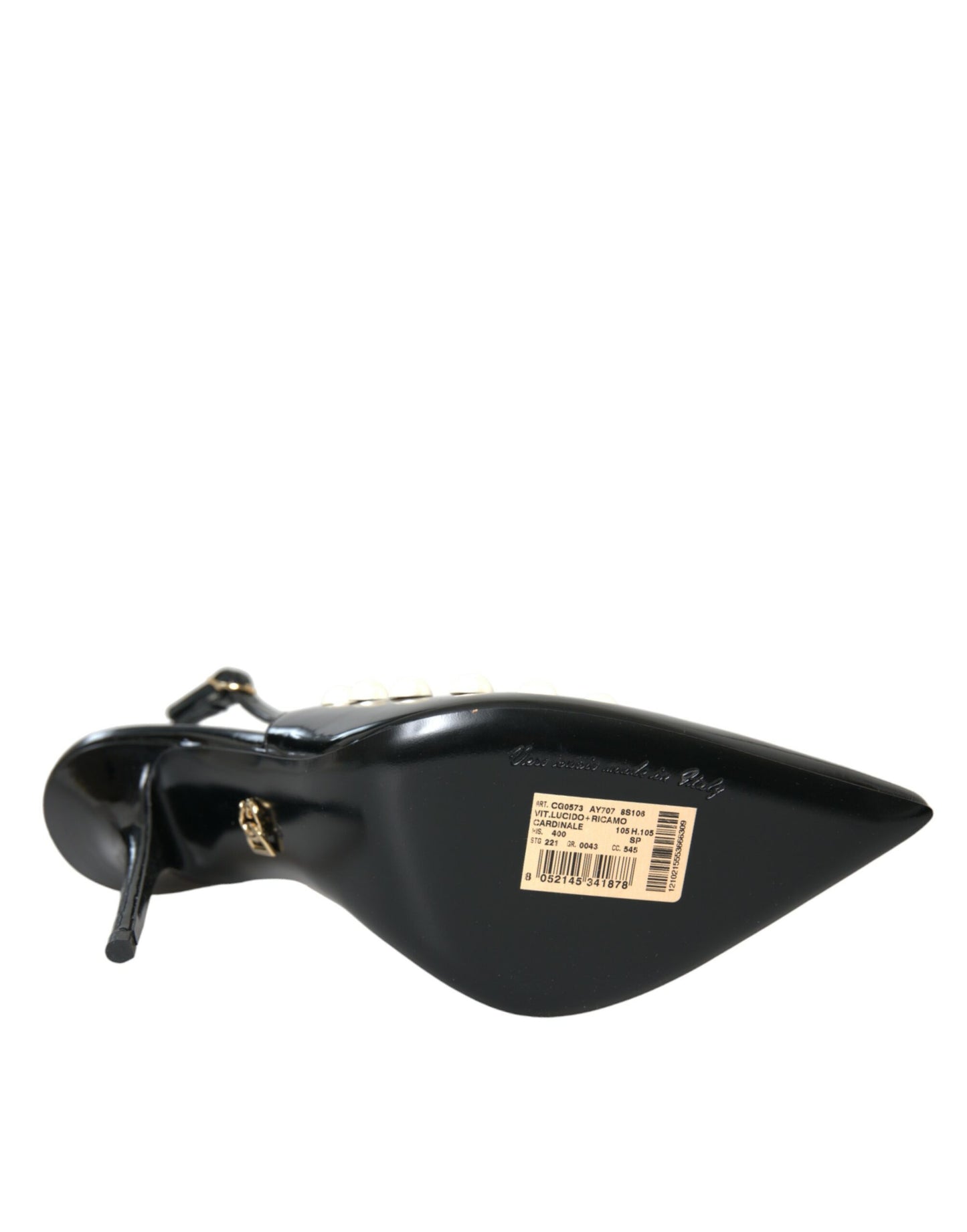 Scarpe Dolce & Gabbana con cinturino posteriore in pelle nera e tacco in finta perla