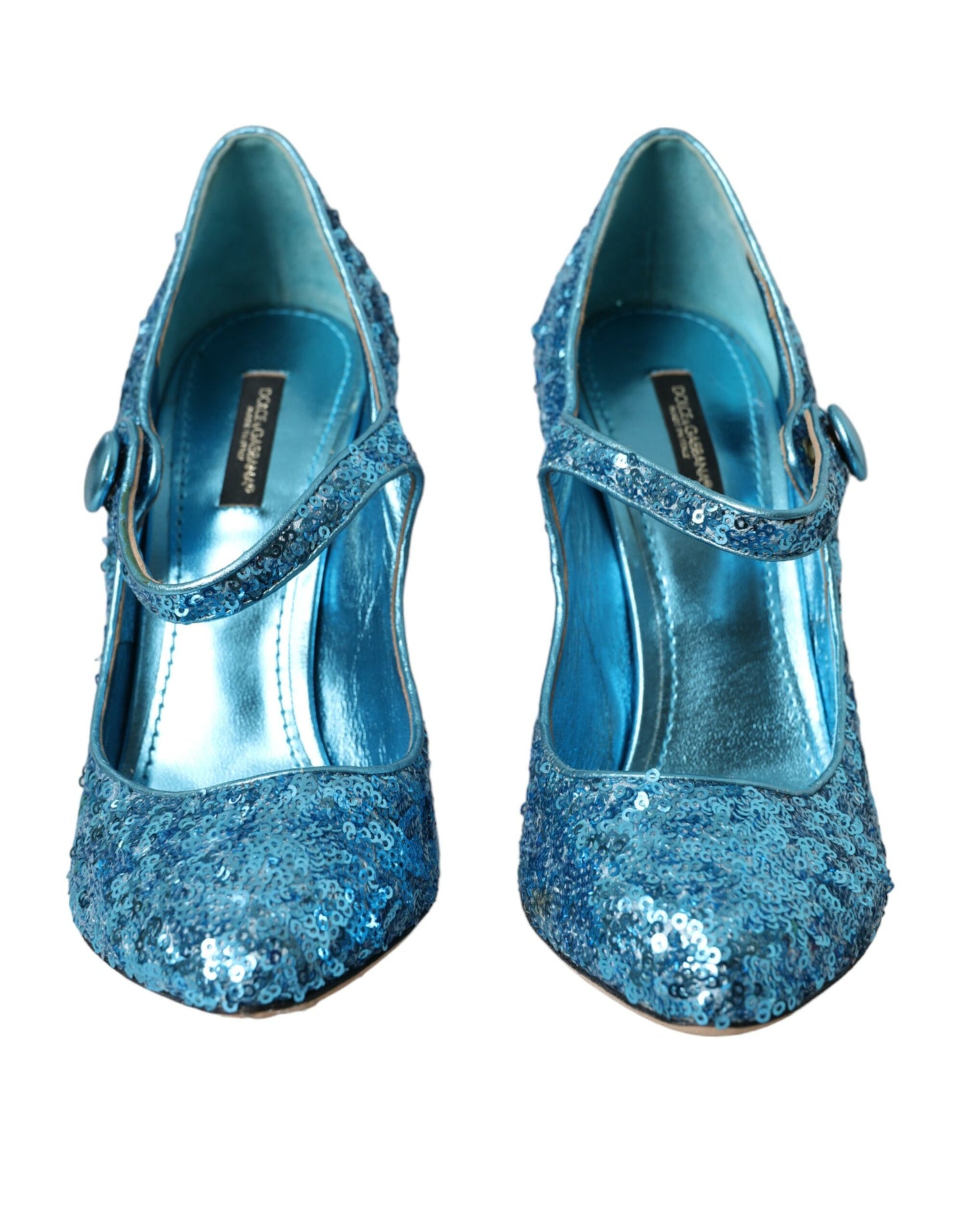 Scarpe con tacco alto Mary Jane con paillettes blu Dolce & Gabbana