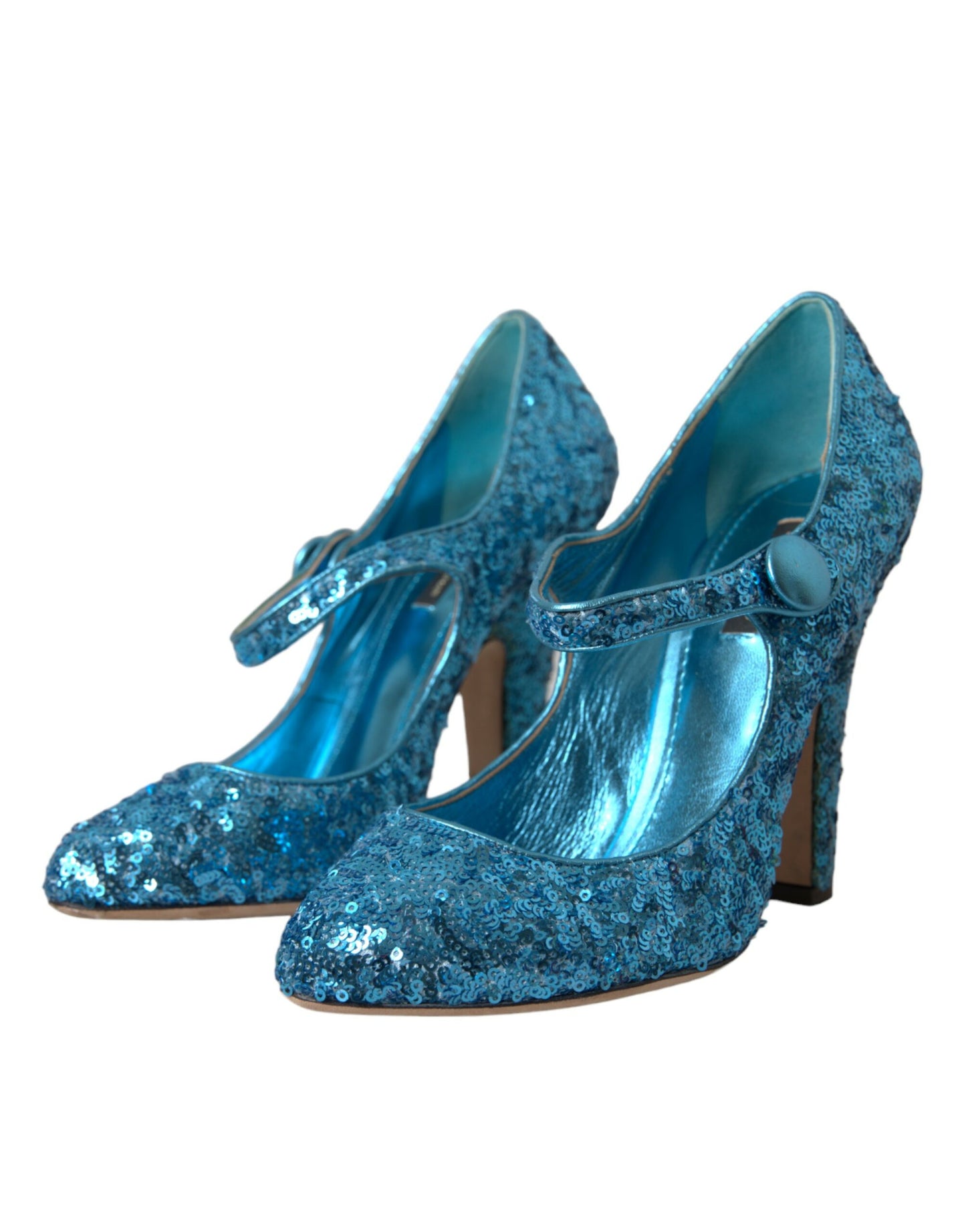 Scarpe con tacco alto Mary Jane con paillettes blu Dolce & Gabbana