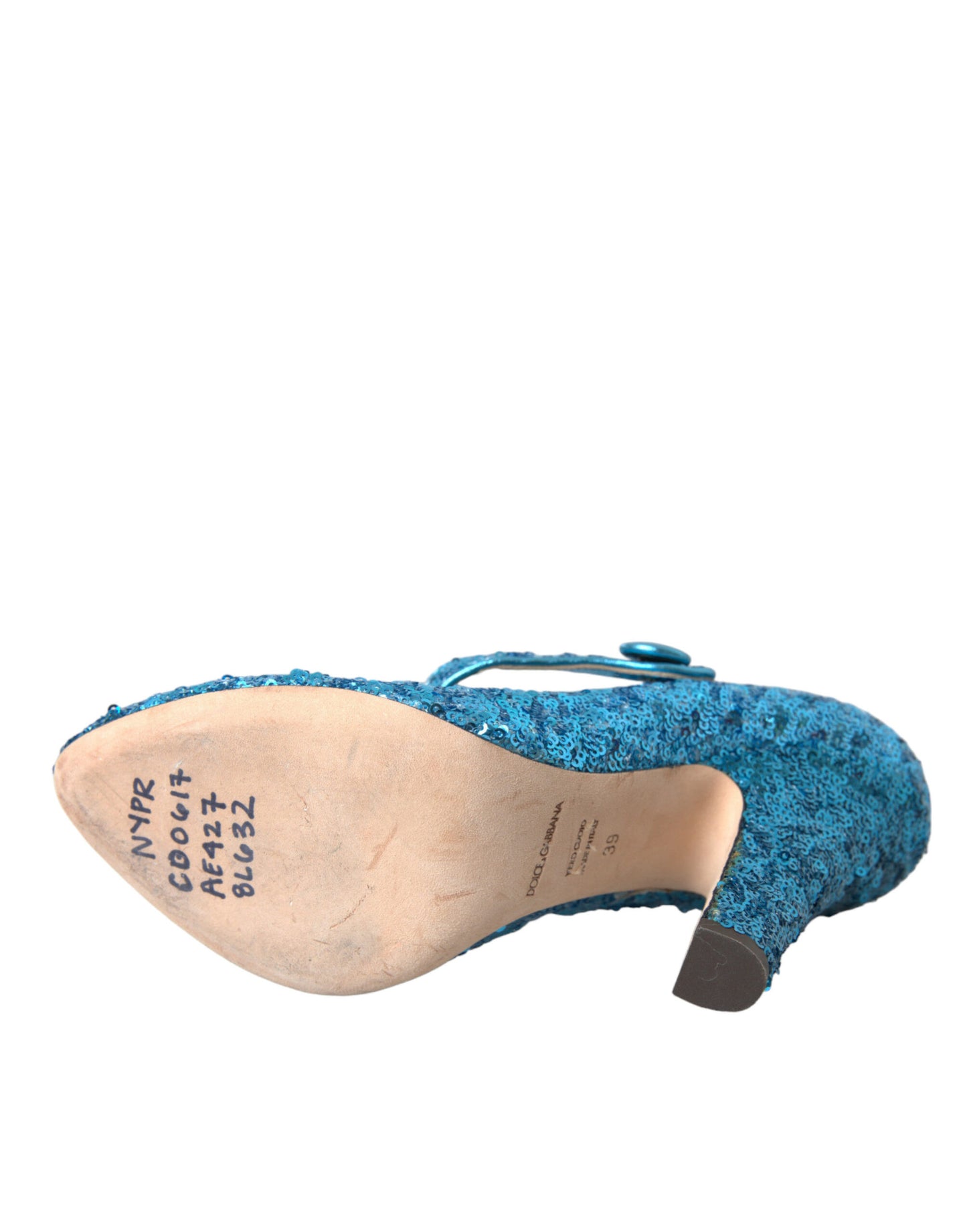 Scarpe con tacco alto Mary Jane con paillettes blu Dolce & Gabbana