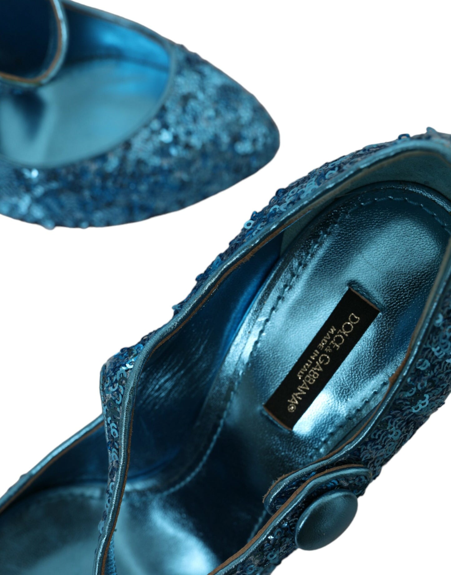 Scarpe con tacco alto Mary Jane con paillettes blu Dolce & Gabbana