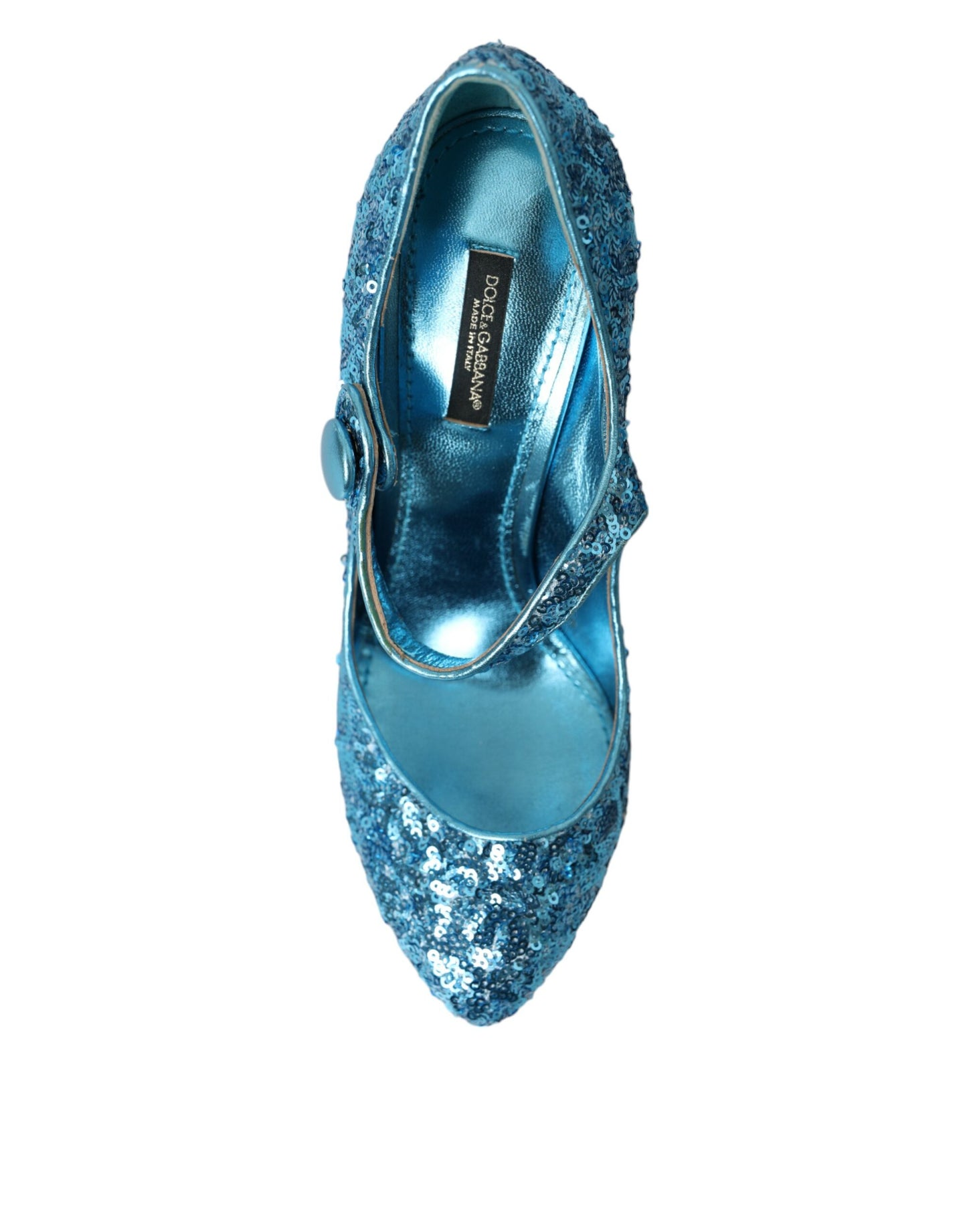 Scarpe con tacco alto Mary Jane con paillettes blu Dolce & Gabbana