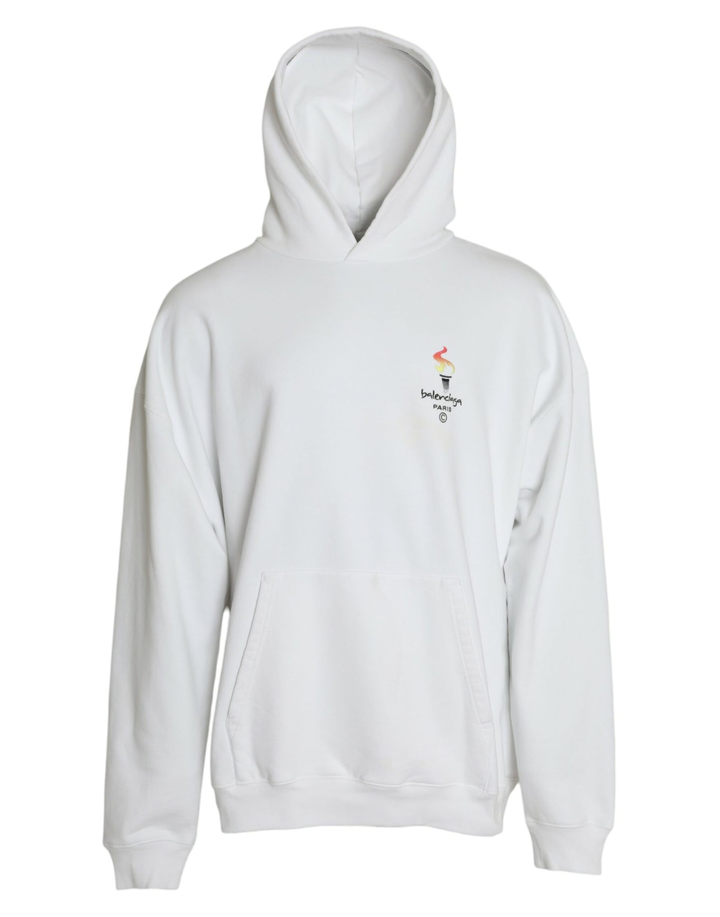 Felpa con cappuccio e logo in cotone bianco Balenciaga