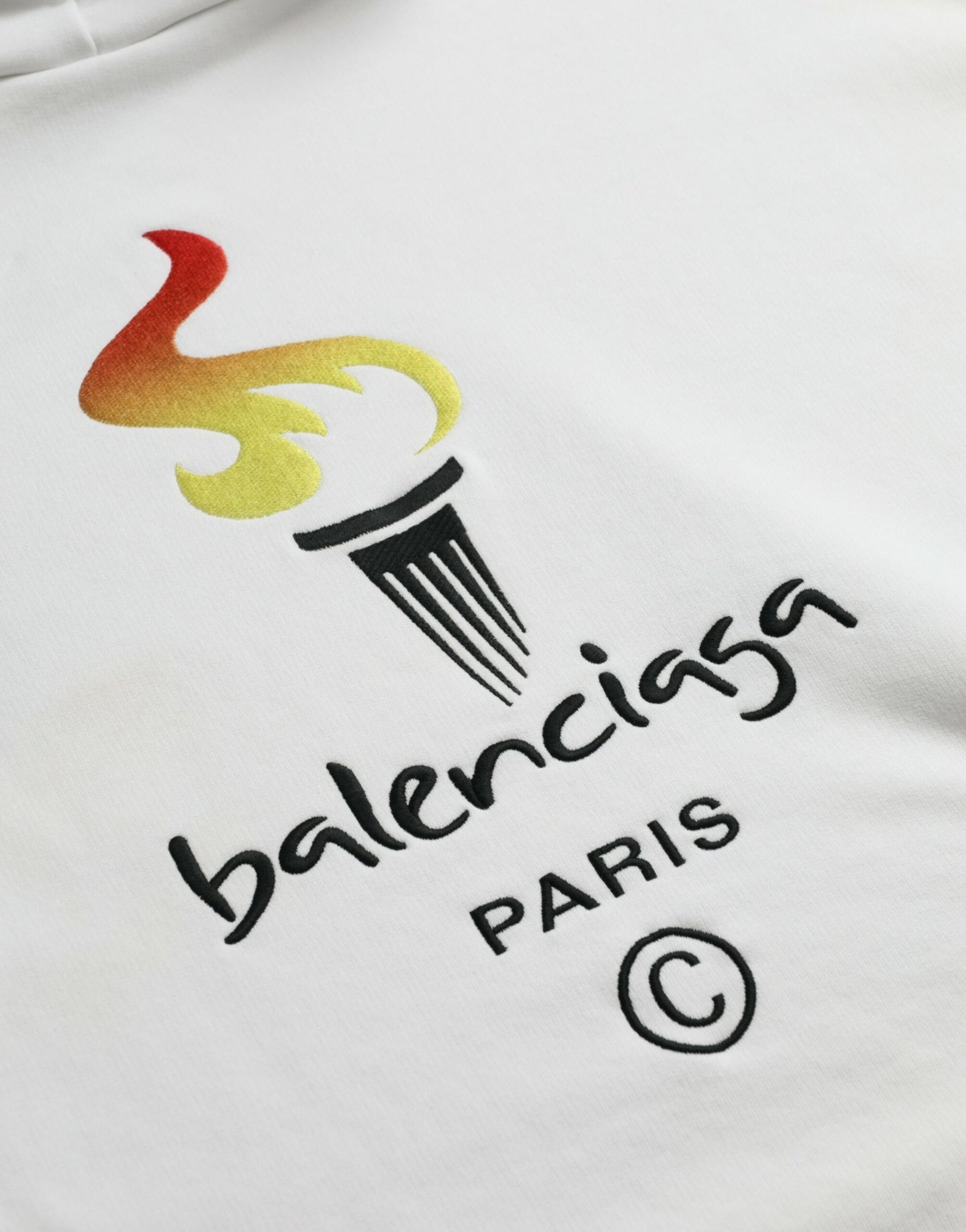 Felpa con cappuccio e logo in cotone bianco Balenciaga