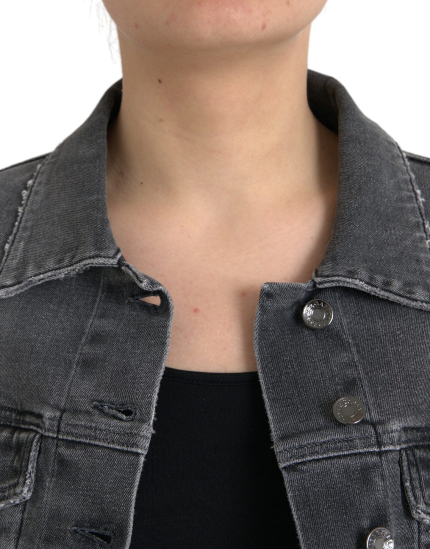 Giacca in denim elasticizzato di cotone grigio scuro Dolce & Gabbana