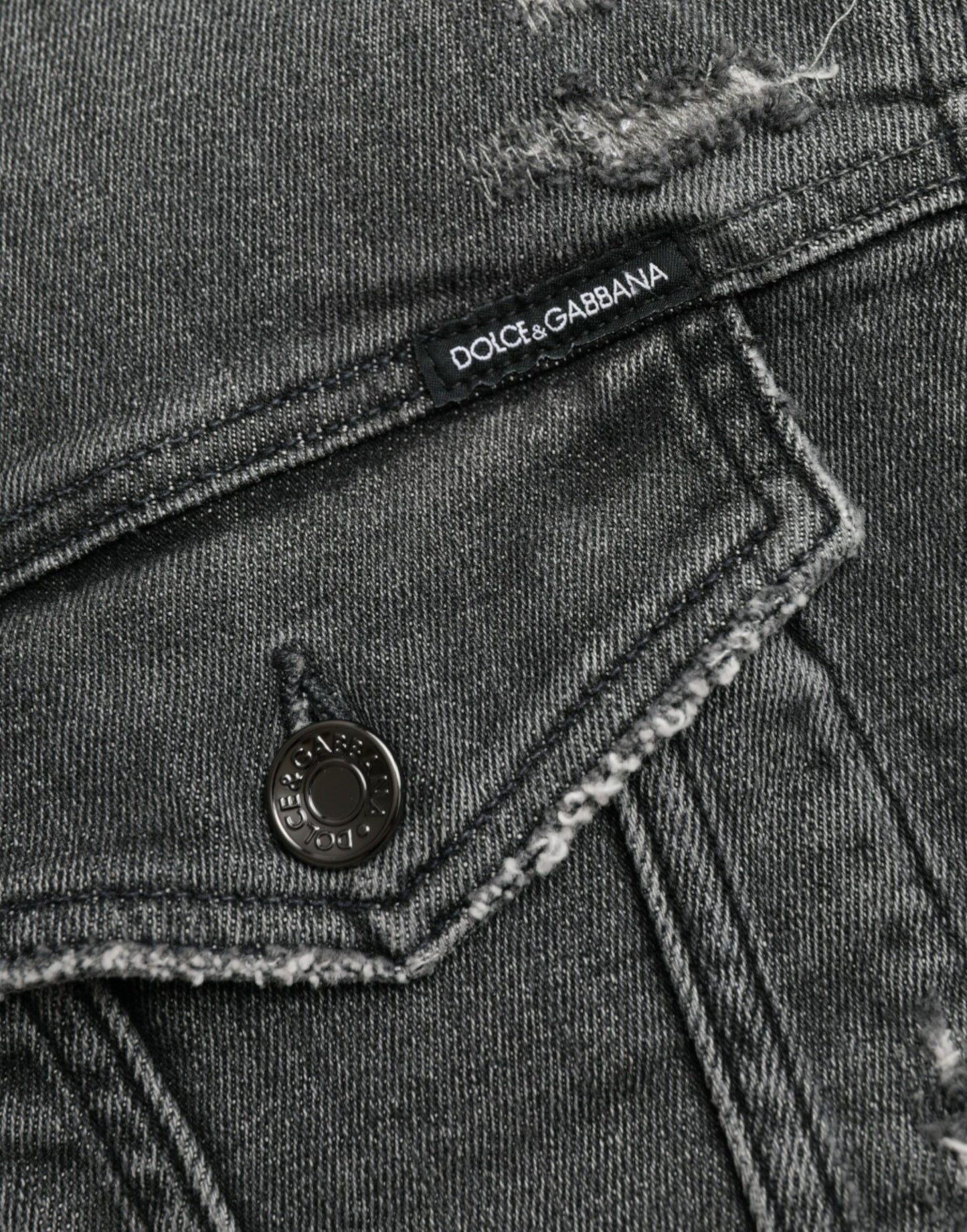 Giacca in denim elasticizzato di cotone grigio scuro Dolce & Gabbana