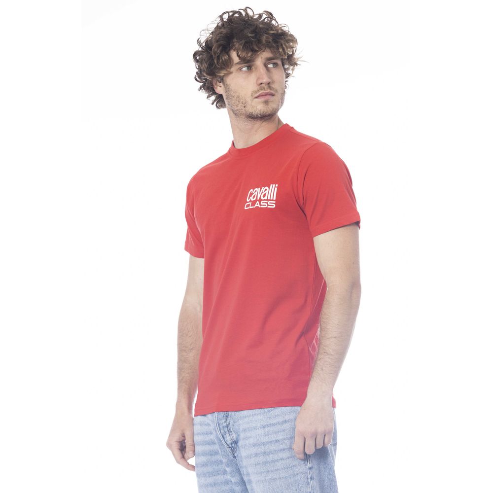 Maglietta da uomo in cotone rosso Cavalli Class