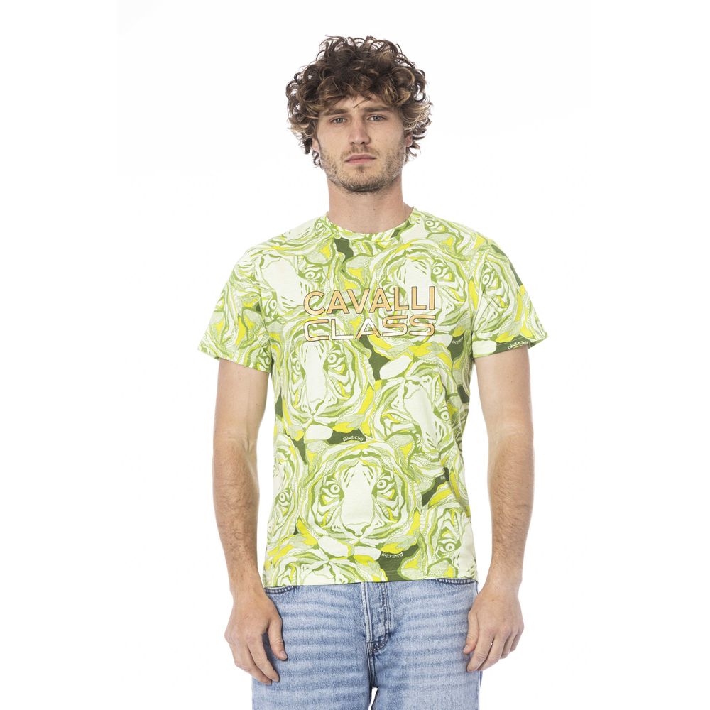 Maglietta da uomo in cotone verde Cavalli Class
