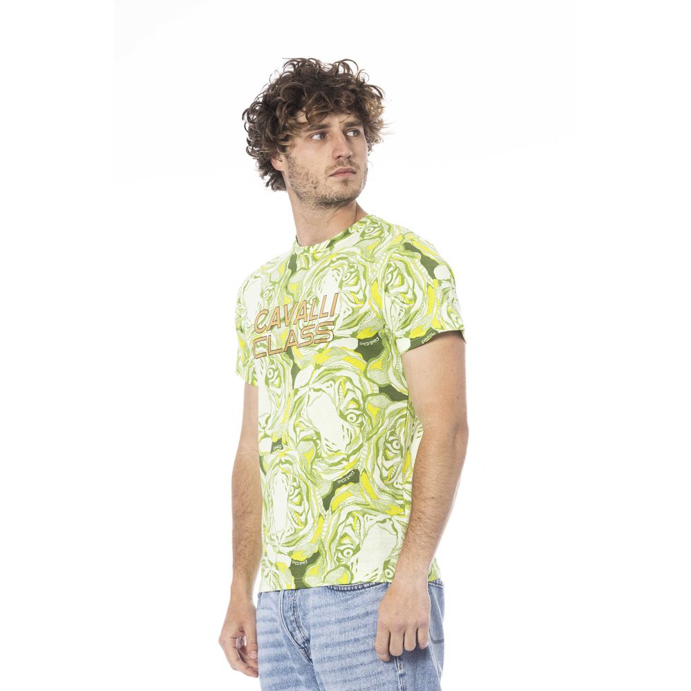 Maglietta da uomo in cotone verde Cavalli Class