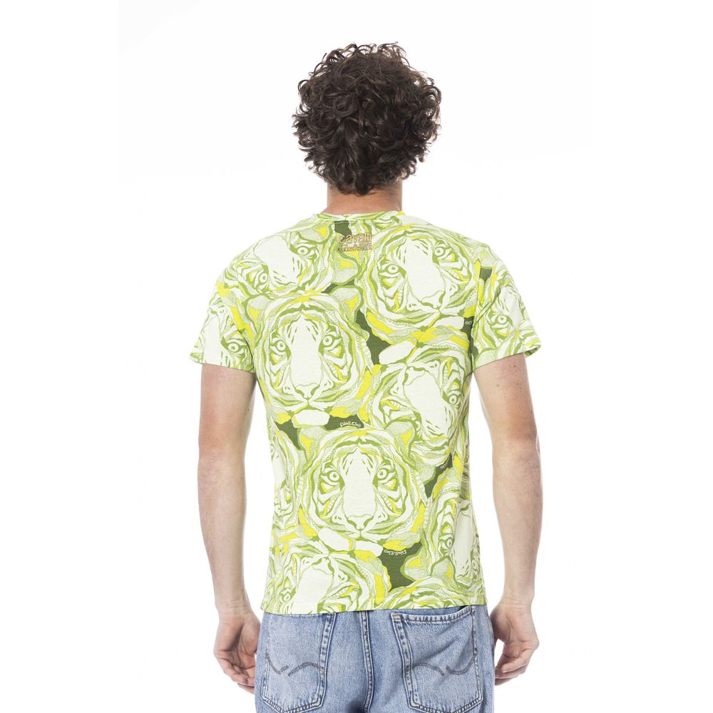 Maglietta da uomo in cotone verde Cavalli Class