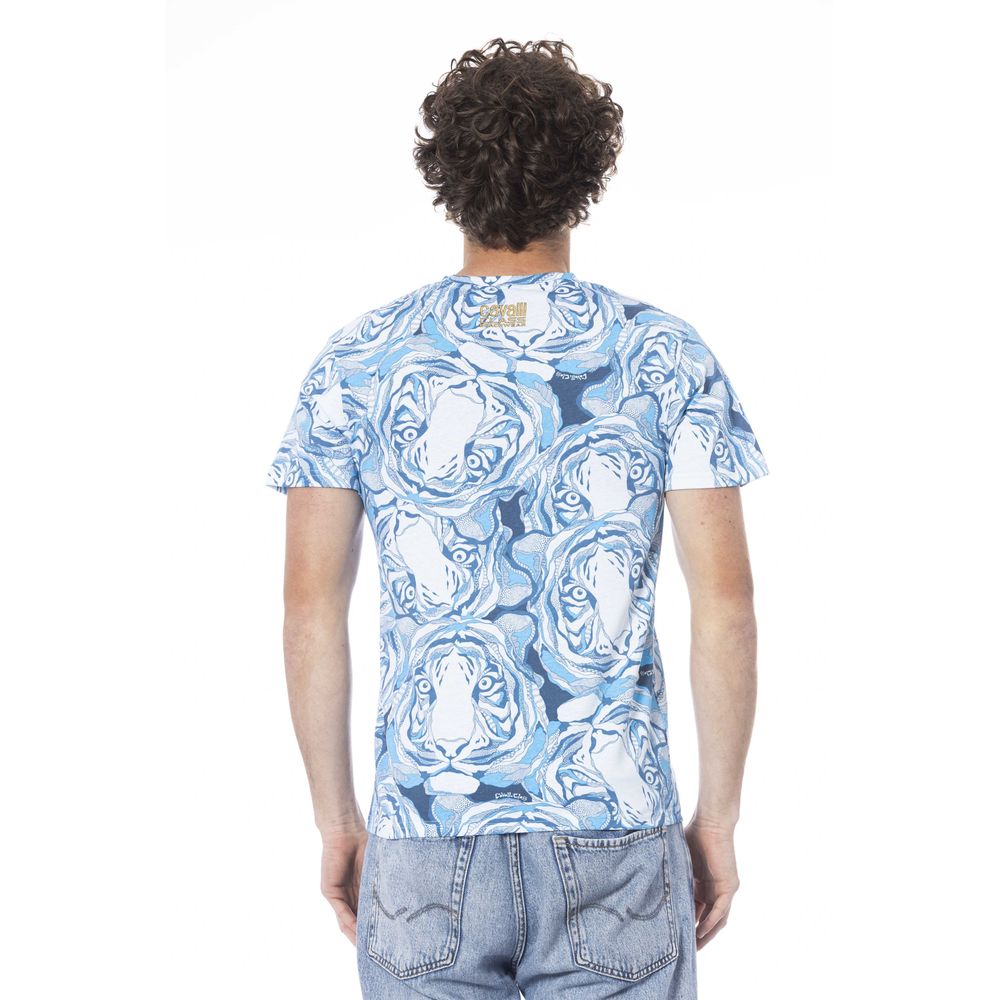 Maglietta da uomo in cotone azzurro Cavalli Class