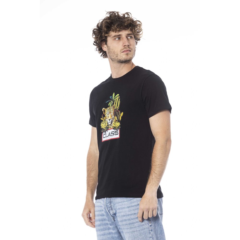 Maglietta da uomo in cotone nero Cavalli Class