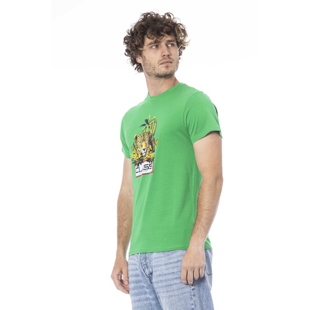 Maglietta da uomo in cotone verde Cavalli Class