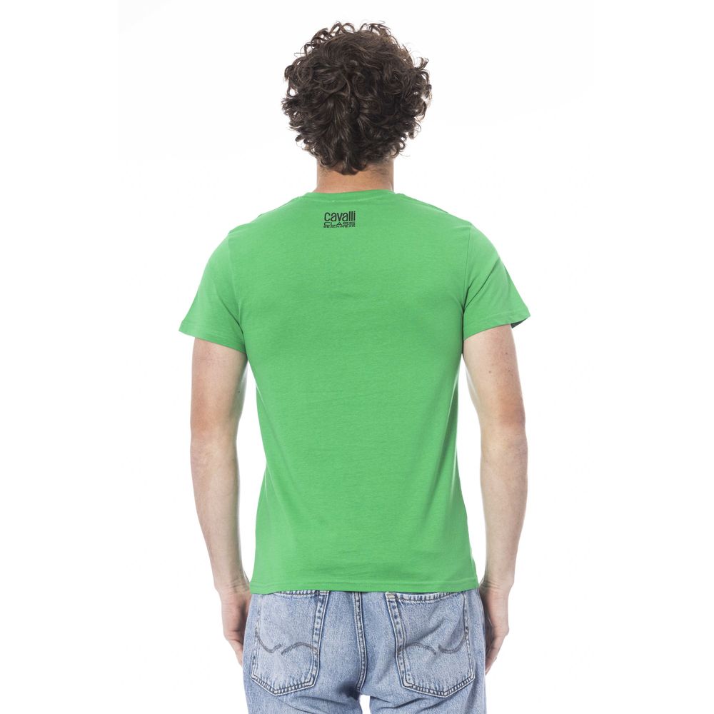 Maglietta da uomo in cotone verde Cavalli Class