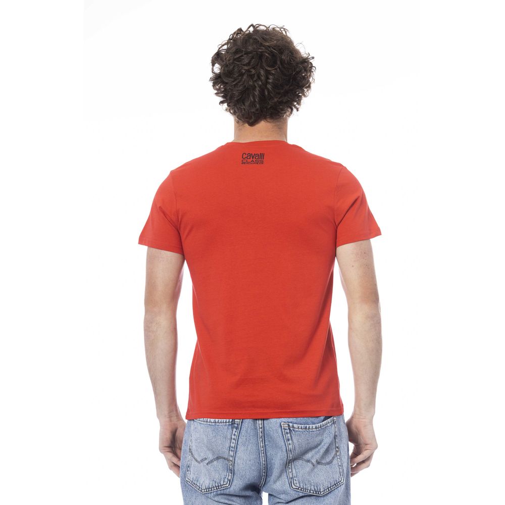 Maglietta da uomo in cotone rosso Cavalli Class