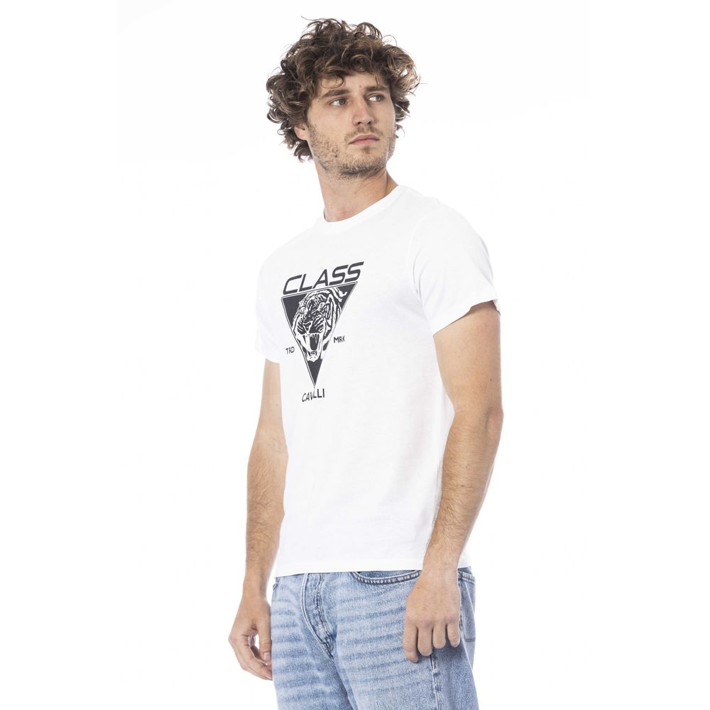 Maglietta da uomo in cotone bianco Cavalli Class