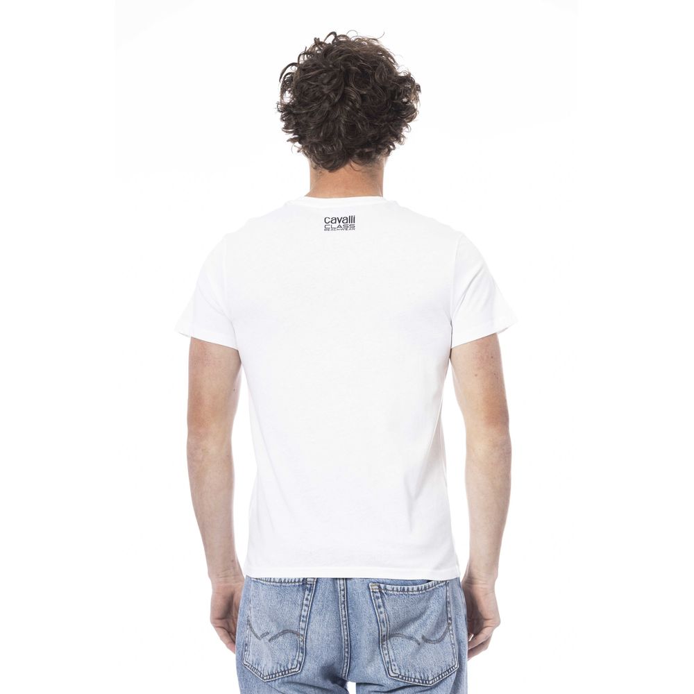 Maglietta da uomo in cotone bianco Cavalli Class
