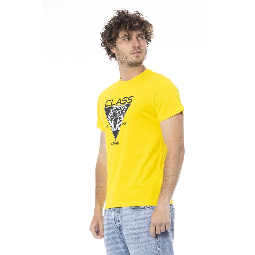 Maglietta da uomo in cotone giallo Cavalli Class