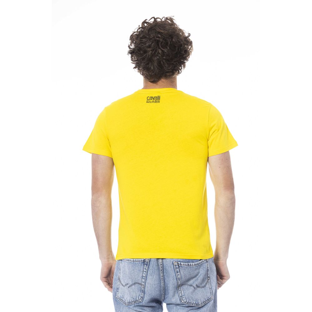 Maglietta da uomo in cotone giallo Cavalli Class