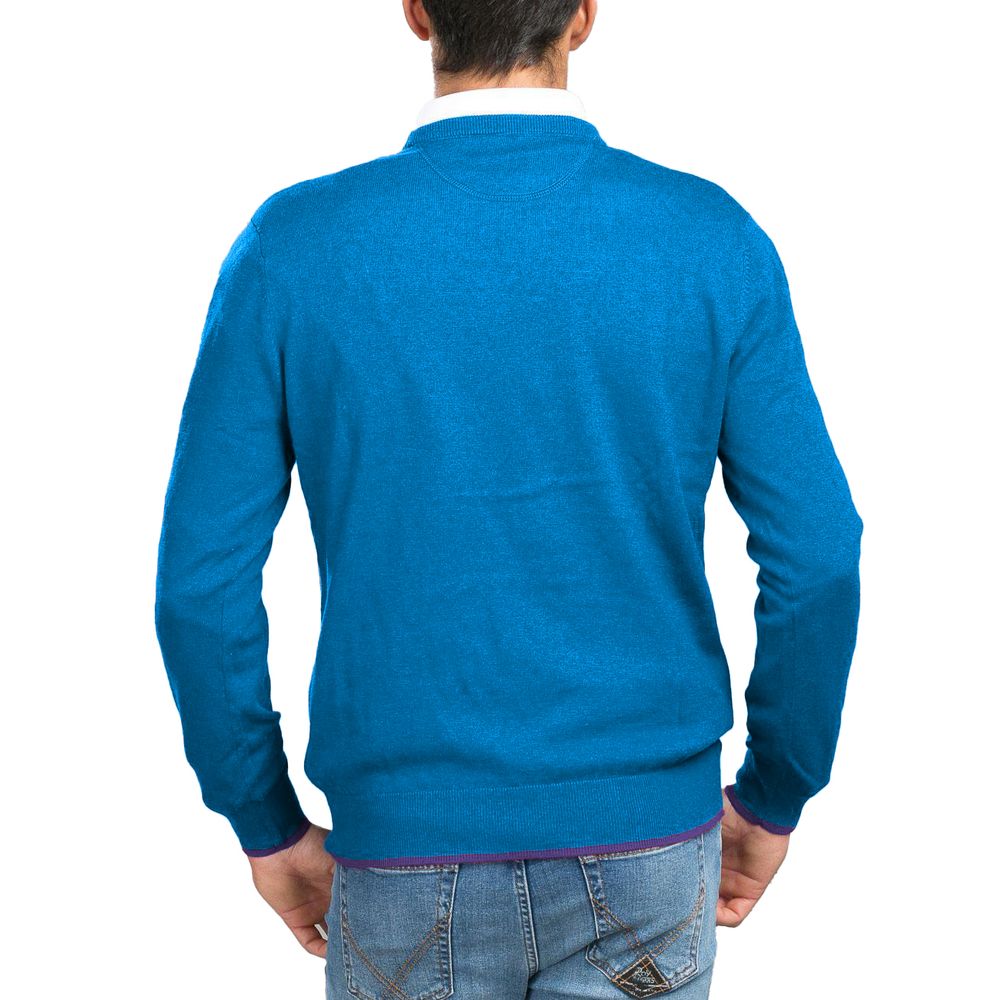 La Martina Light Blue Cotton Men Sweater