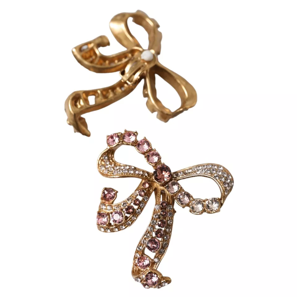 Dolce & Gabbana Oro Ottone Rosa Cristallo Trasparente Fiocco Fiocchi Natale