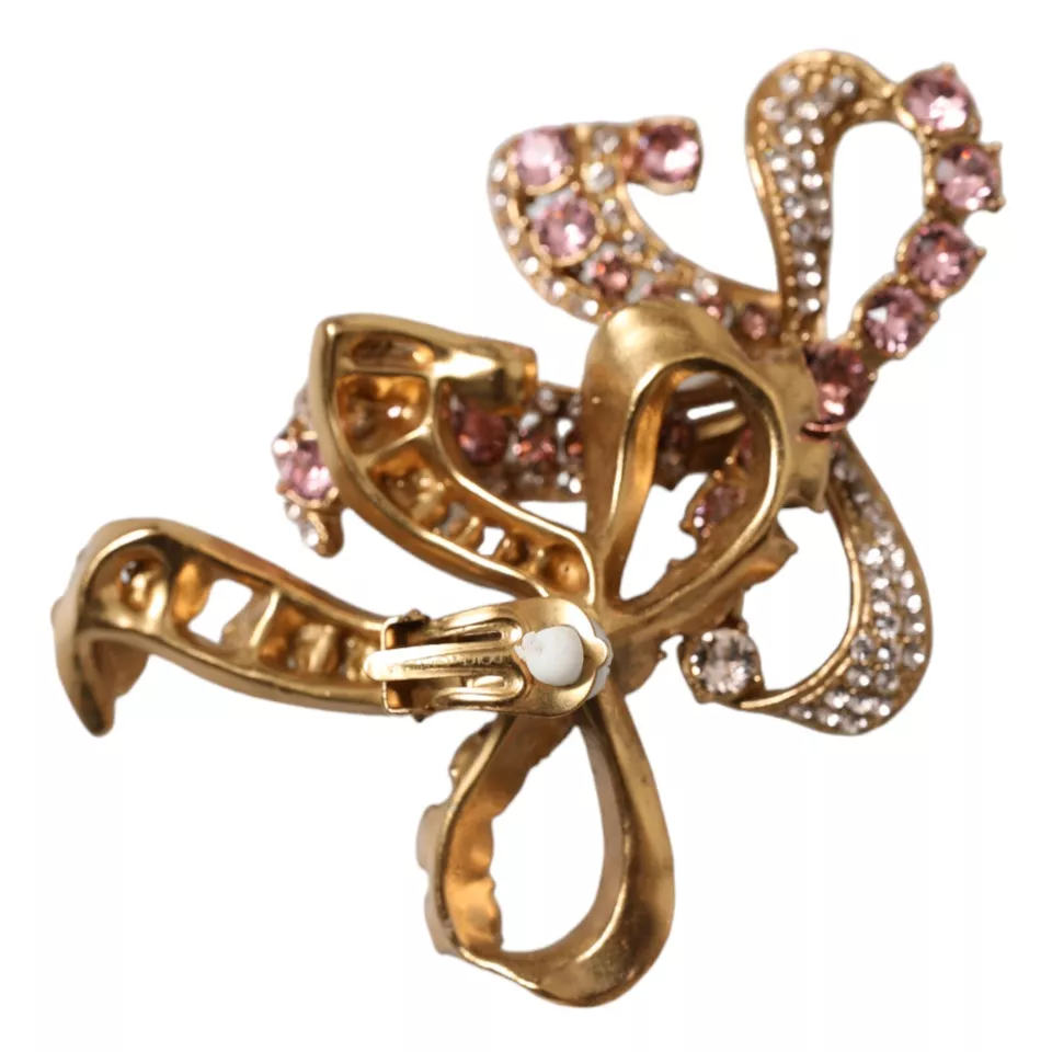 Dolce & Gabbana Oro Ottone Rosa Cristallo Trasparente Fiocco Fiocchi Natale