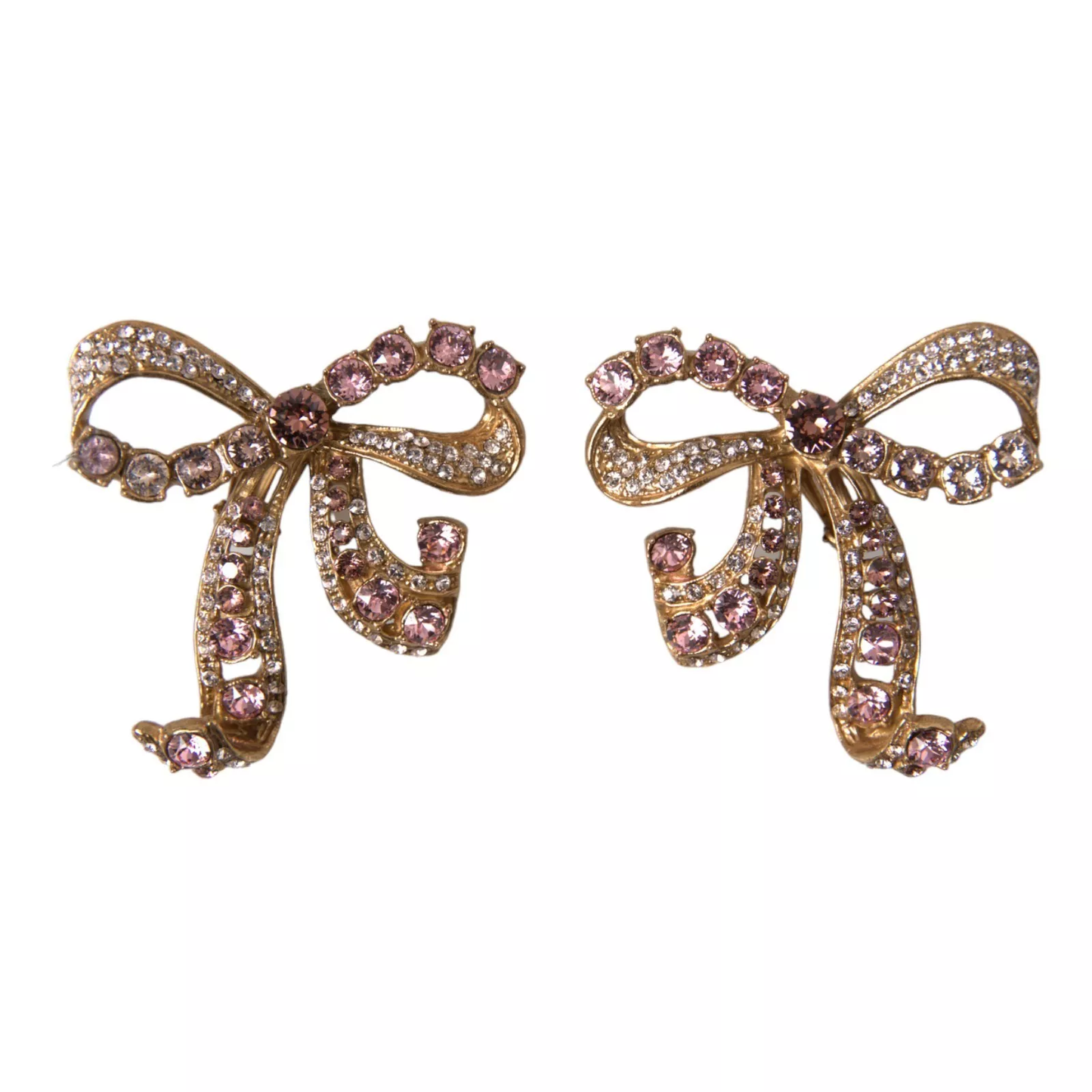 Dolce & Gabbana Oro Ottone Rosa Cristallo Trasparente Fiocco Fiocchi Natale