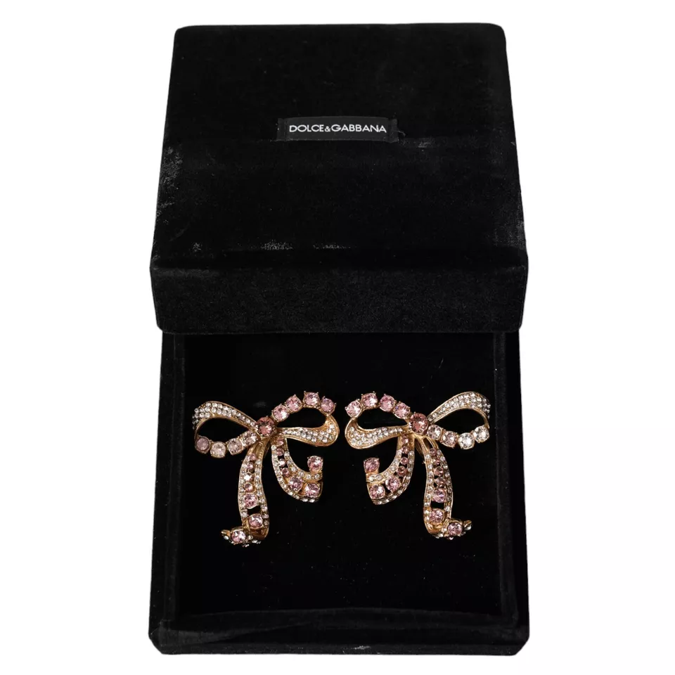 Dolce & Gabbana Oro Ottone Rosa Cristallo Trasparente Fiocco Fiocchi Natale