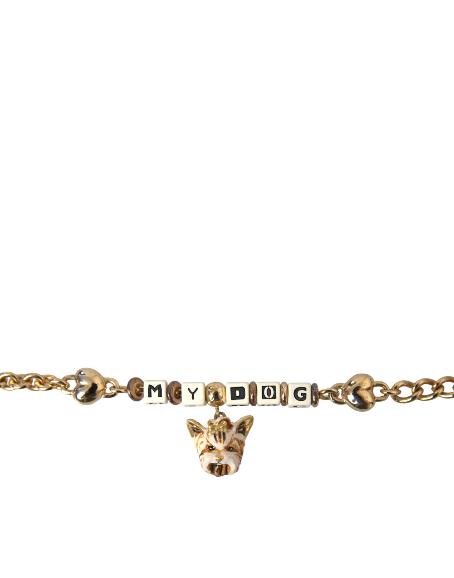 Dolce & Gabbana Braccialetto a forma di cuore in ottone dorato MY DOG