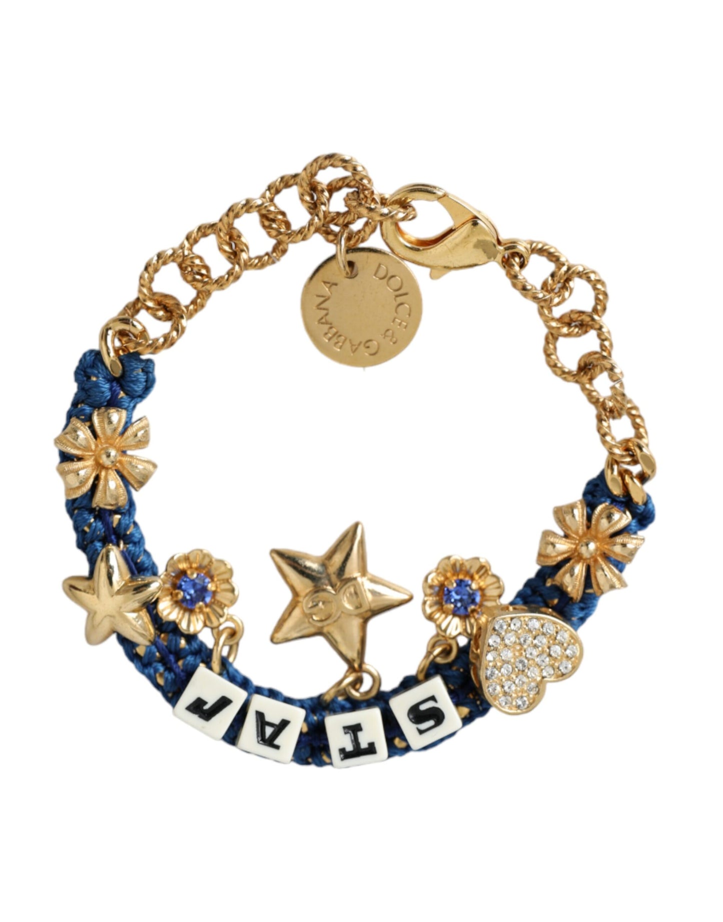 Dolce & Gabbana Braccialetto alla moda con catena in ottone color oro e stella