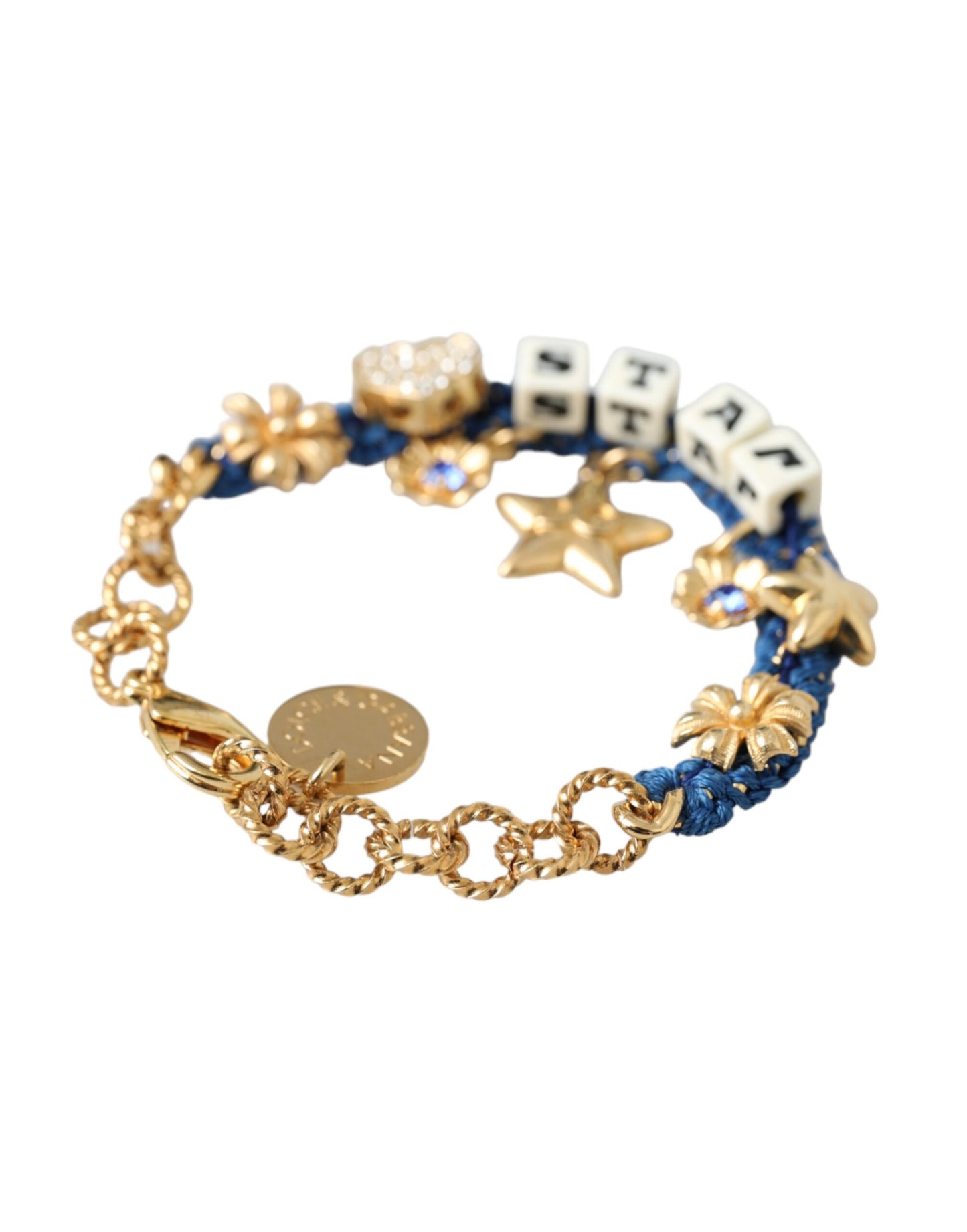 Dolce & Gabbana Braccialetto alla moda con catena in ottone color oro e stella